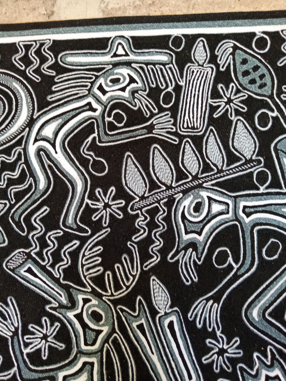 Mexican Folk Art Huichol Yarn Painting by Cooperativa Zitacua PP7995