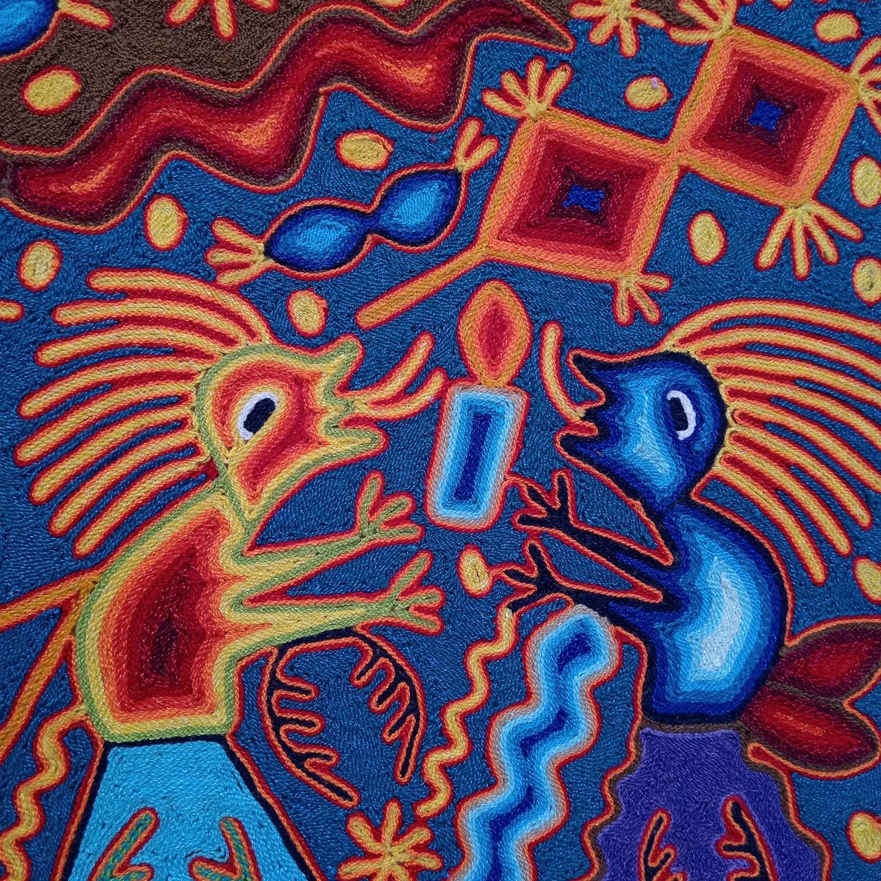 Huichol Indian Yarn Painting By Lourdes Diaz Benitez PP7996
