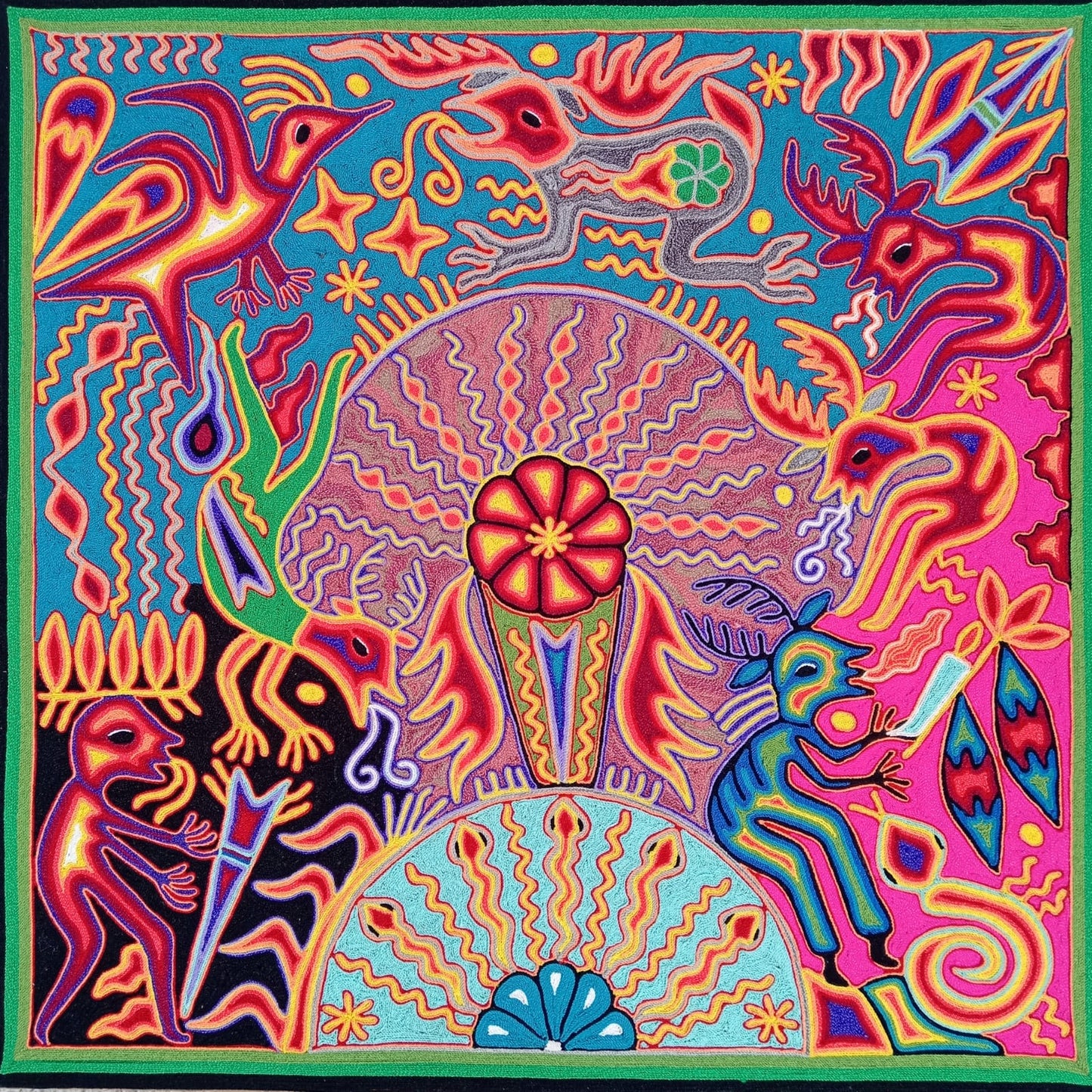 Huichol Yarn Painting Mexican Folk Art By Luciana Benitez PP8010