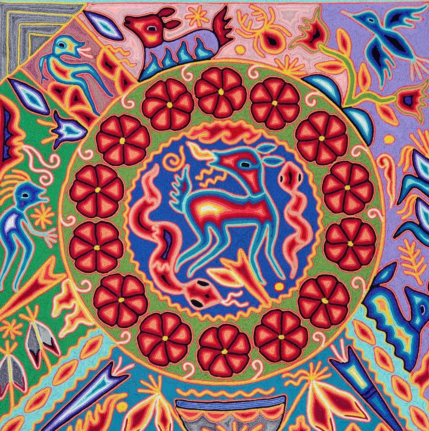 Huichol Yarn Painting Mexican Folk Art By Luciana Benitez PP8011