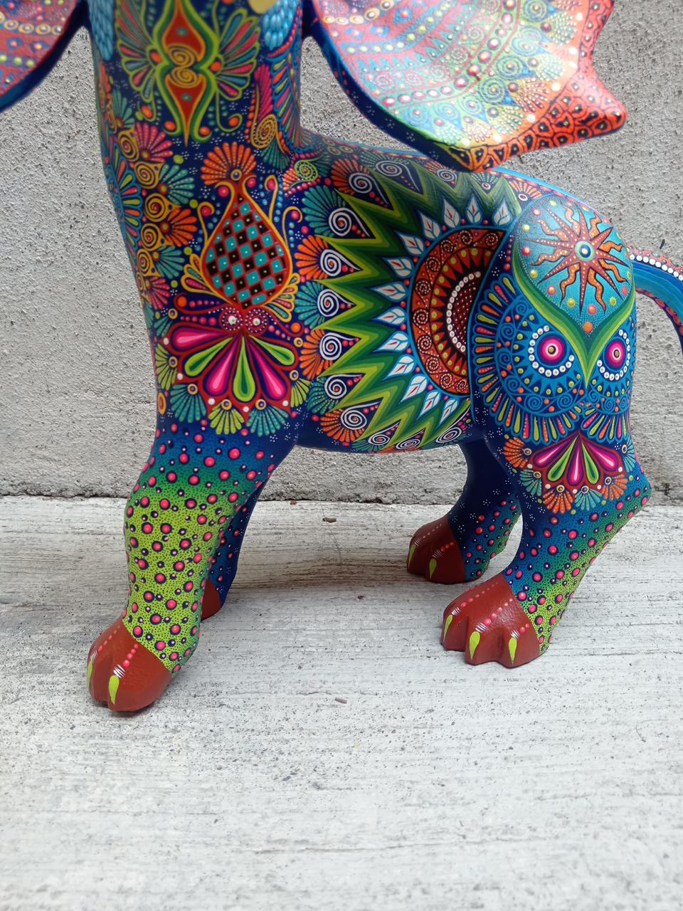 Mexican Folk Art Oaxacan Wood Carving Alebrije Hand Made, Elephant By Luis Sosa PP8031