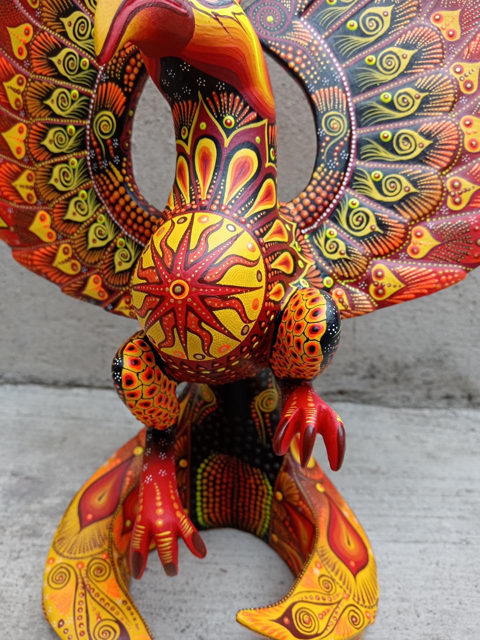 Mexican Folk Art Oaxacan Wood Carving Alebrije Hand Made, Phoenix By Luis Sosa PP8032
