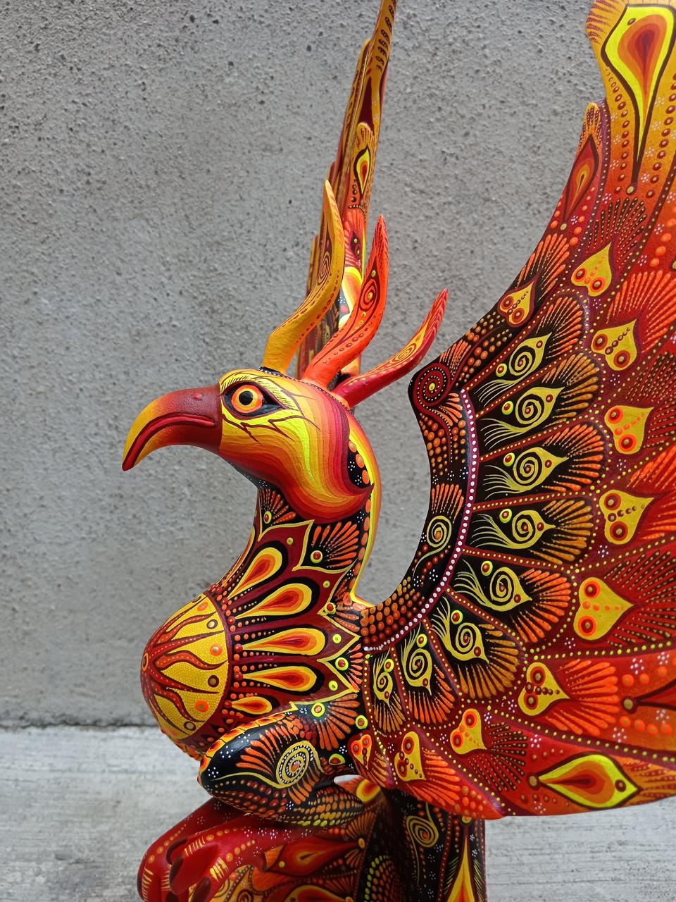 Mexican Folk Art Oaxacan Wood Carving Alebrije Hand Made, Phoenix By Luis Sosa PP8032