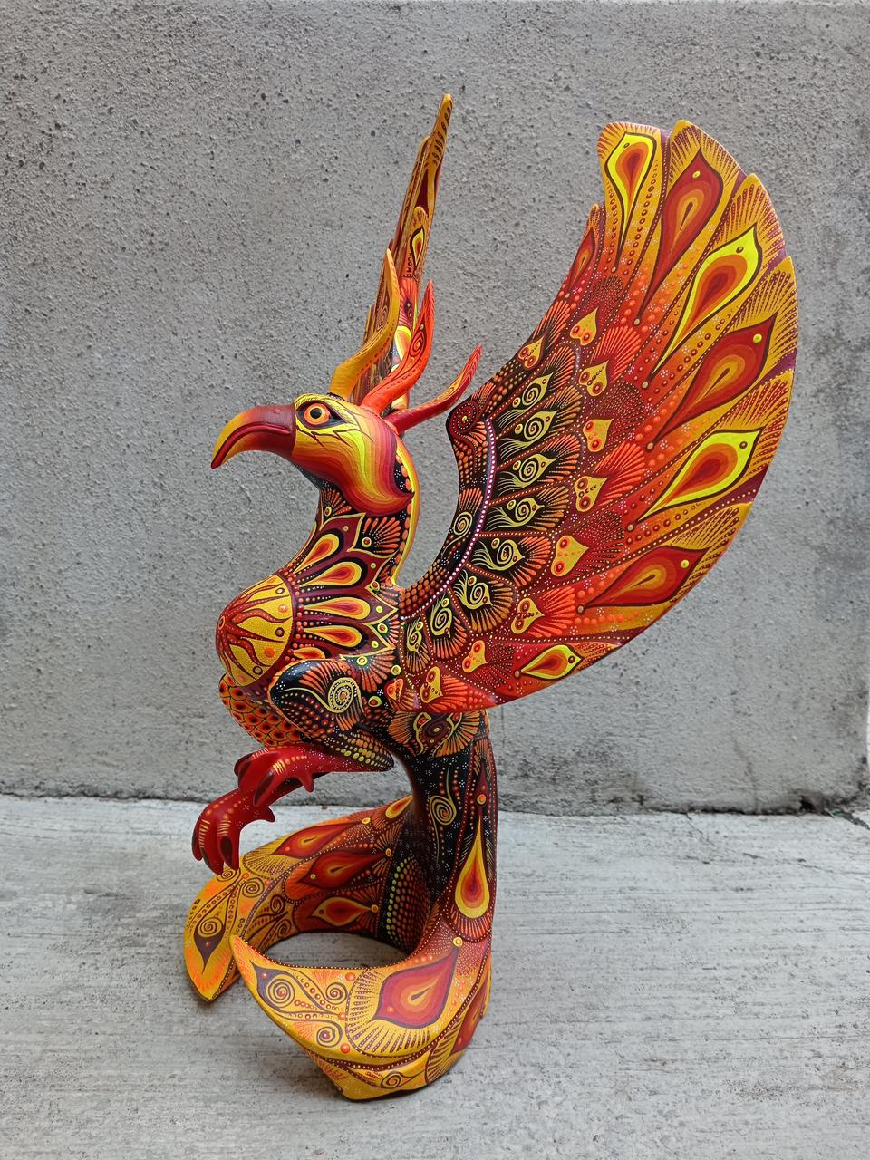 Mexican Folk Art Oaxacan Wood Carving Alebrije Hand Made, Phoenix By Luis Sosa PP8032