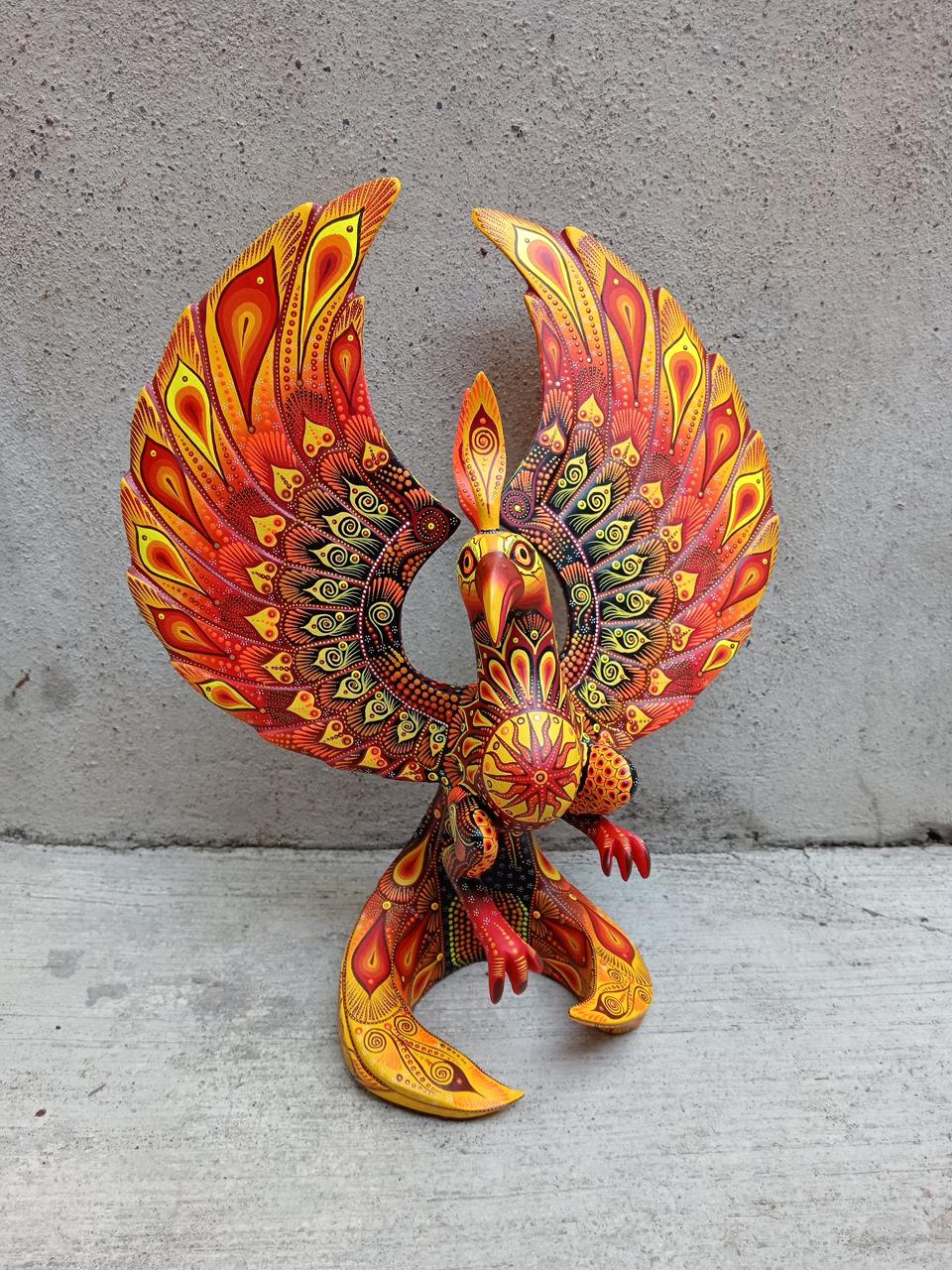 Mexican Folk Art Oaxacan Wood Carving Alebrije Hand Made, Phoenix By Luis Sosa PP8032