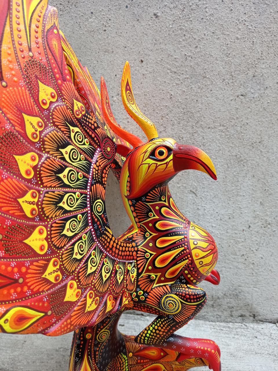 Mexican Folk Art Oaxacan Wood Carving Alebrije Hand Made, Phoenix By Luis Sosa PP8032