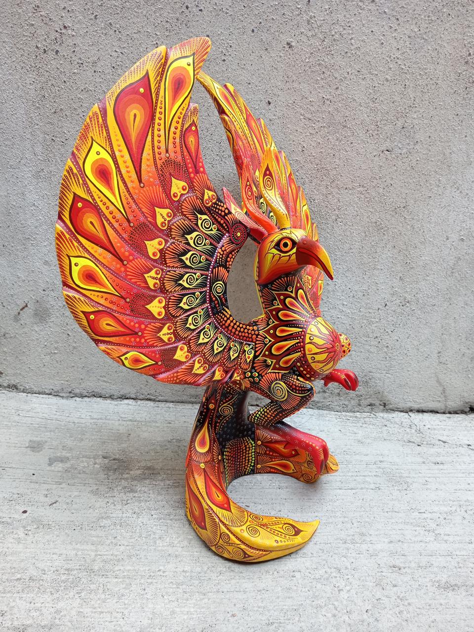 Mexican Folk Art Oaxacan Wood Carving Alebrije Hand Made, Phoenix By Luis Sosa PP8032