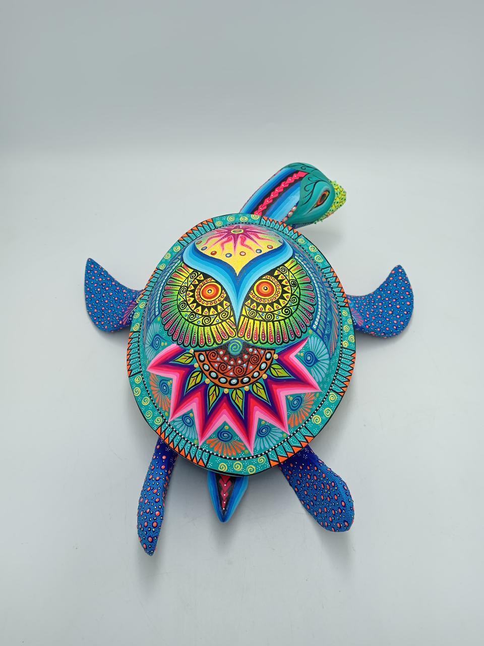 Mexican Folk Art Oaxacan Wood Carving Alebrije Hand Made, Turtle By Luis Sosa PP8036