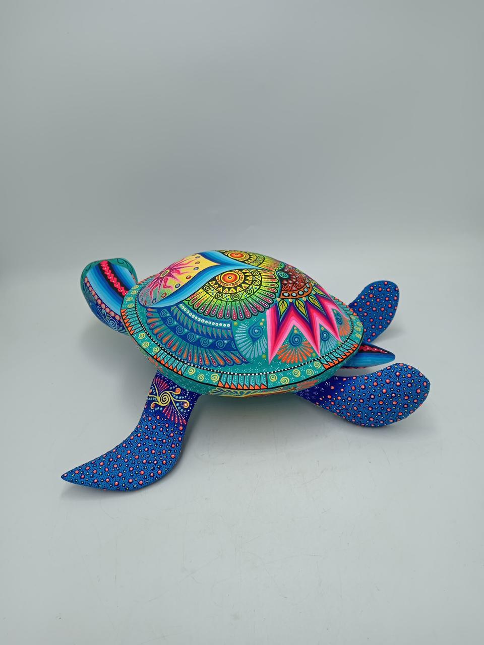 Mexican Folk Art Oaxacan Wood Carving Alebrije Hand Made, Turtle By Luis Sosa PP8036