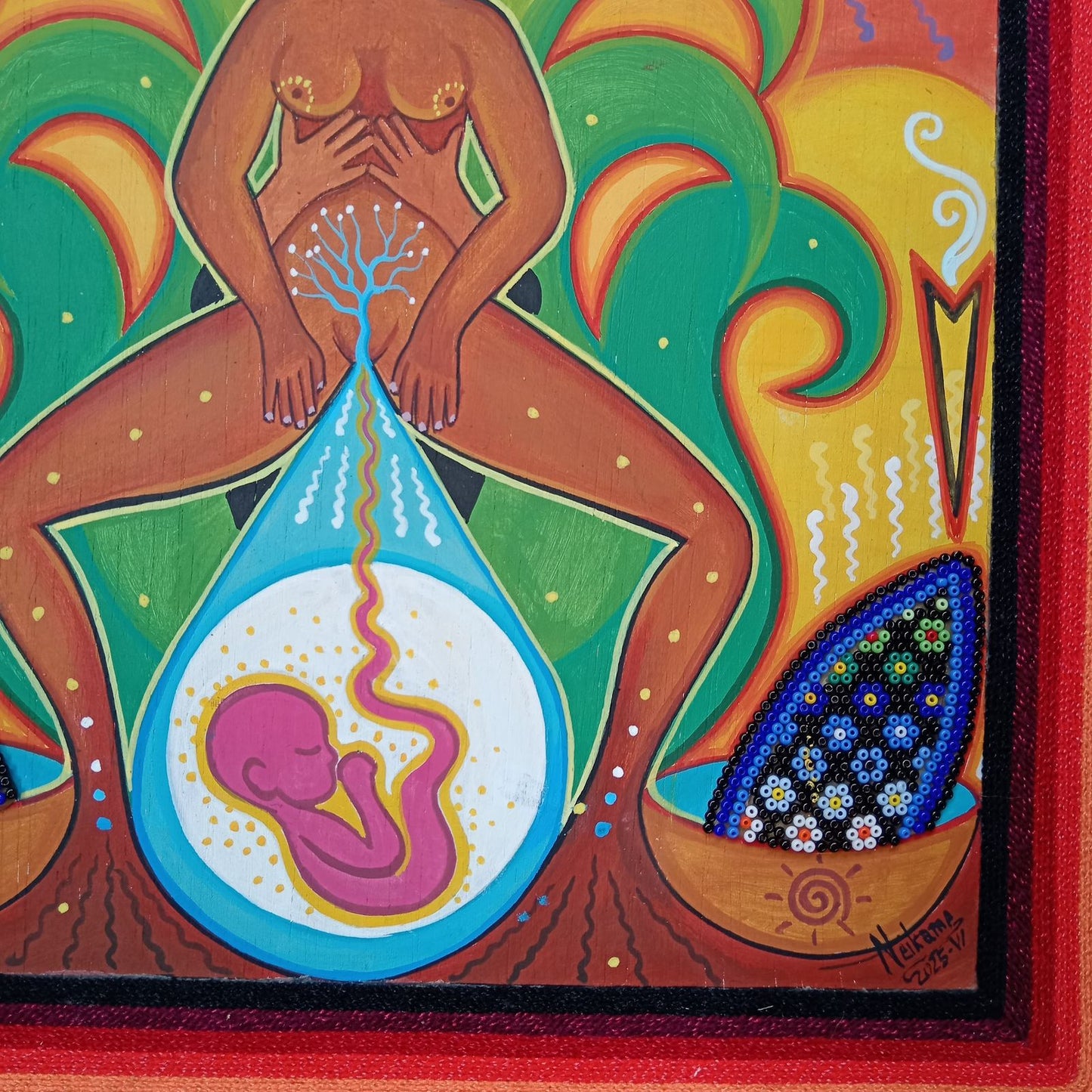 Huichol Mexican Folk Art Yarn Painting by Neikame PP8156