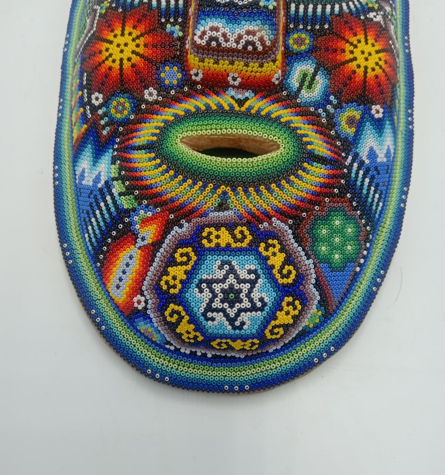 Mexican Folk Art Huichol Beaded Mask By Yolanda Villa Lopez PP8161