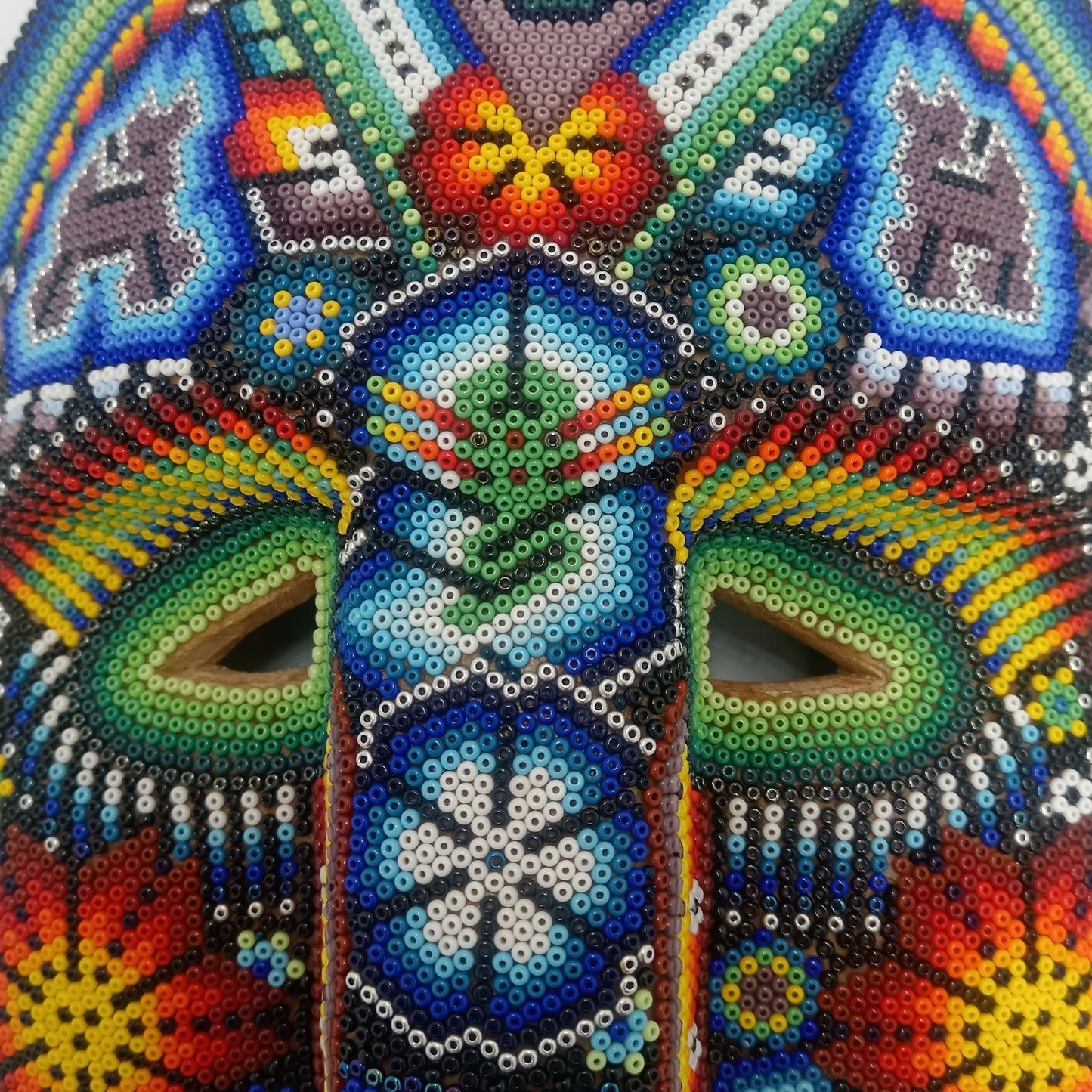 Mexican Folk Art Huichol Beaded Mask By Yolanda Villa Lopez PP8161