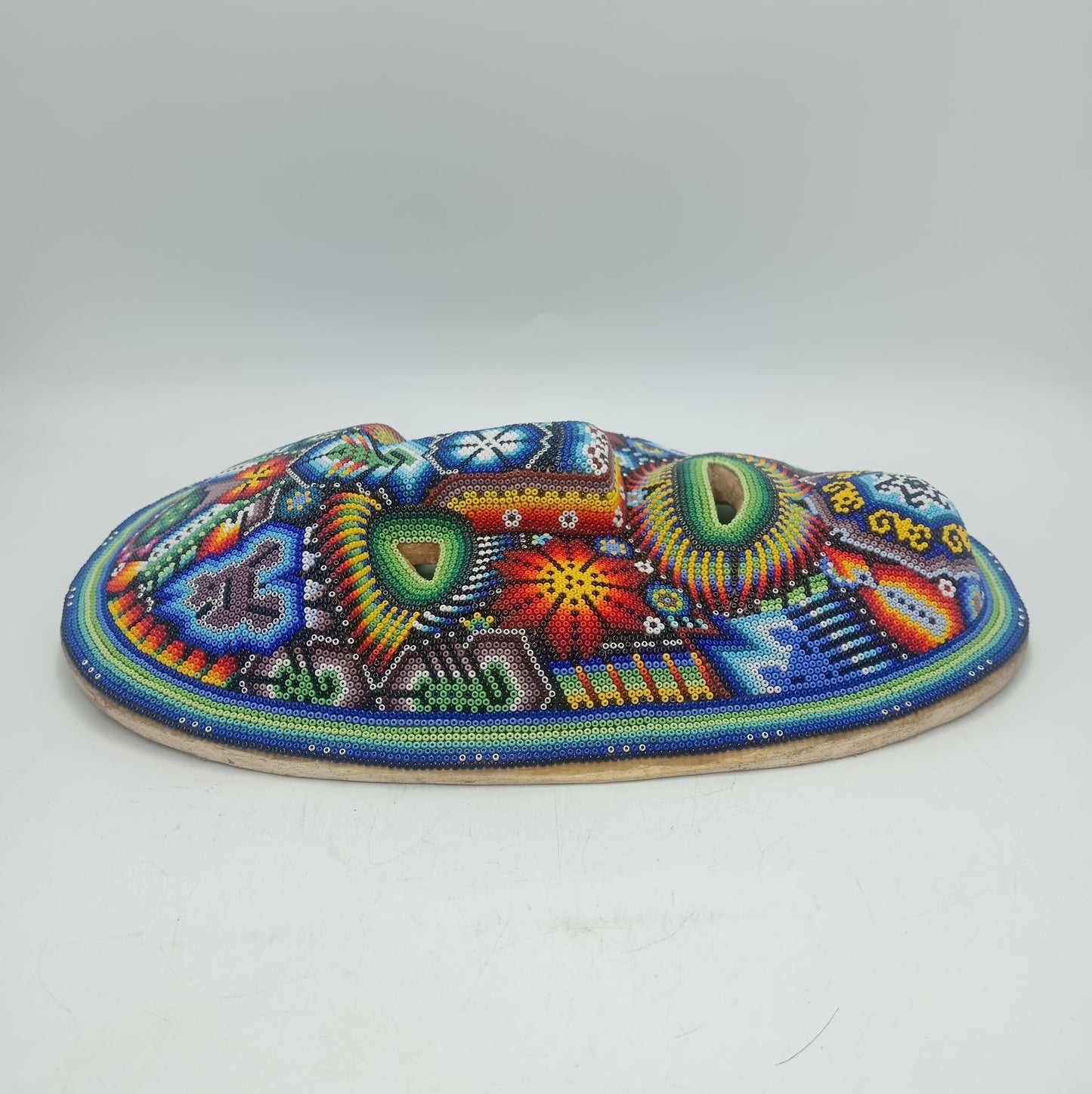 Mexican Folk Art Huichol Beaded Mask By Yolanda Villa Lopez PP8161