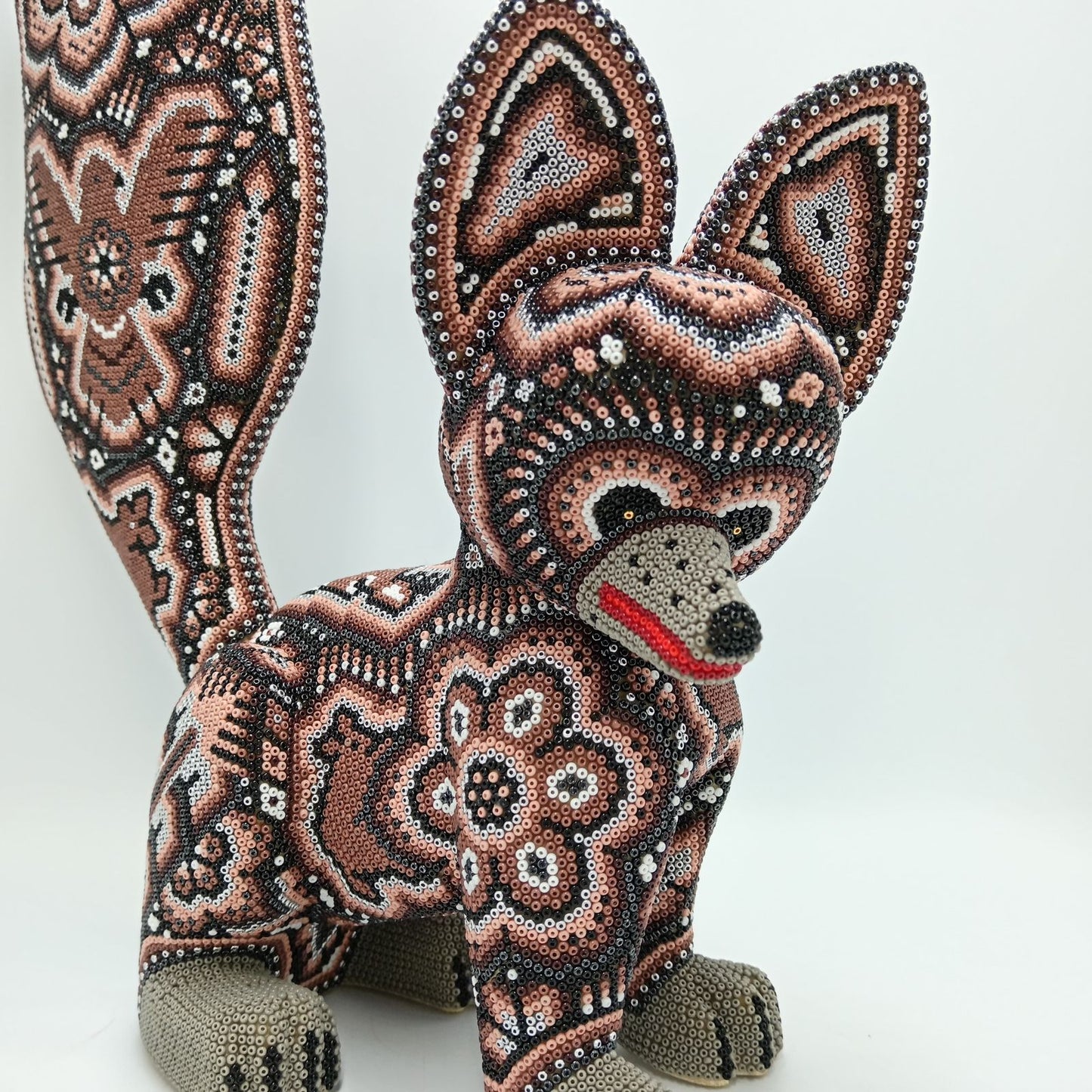 Mexican Huichol Hand Beaded Art, Fox By Isandro Villa Lopez PP8175