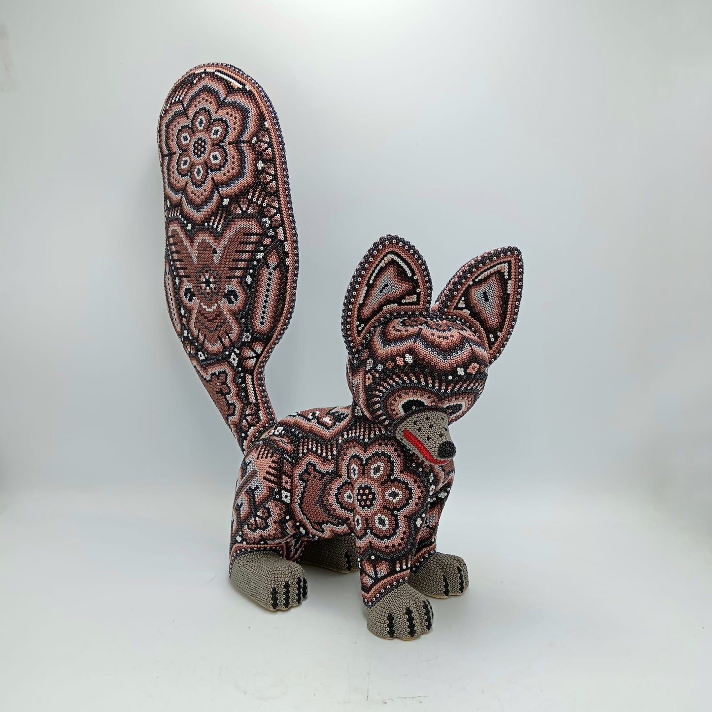 Mexican Huichol Hand Beaded Art, Fox By Isandro Villa Lopez PP8175