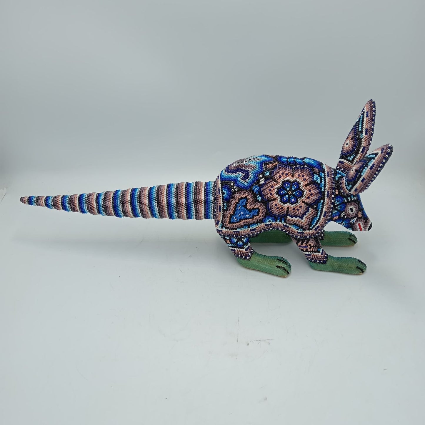 Mexican Huichol Hand Beaded Art, Armadillo By Isandro Villa Lopez PP8177
