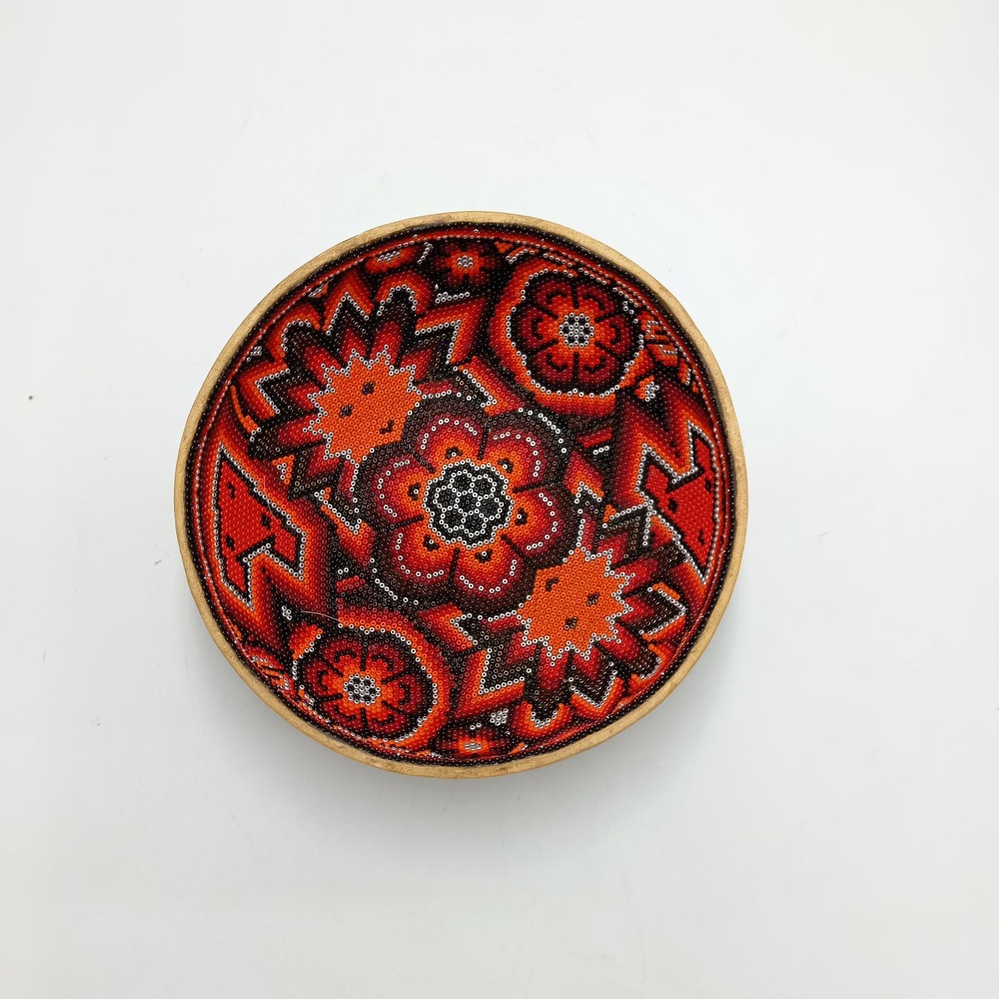 Huichol Hand Beaded Gourd Bowl By Isandro Villa Lopez PP8179
