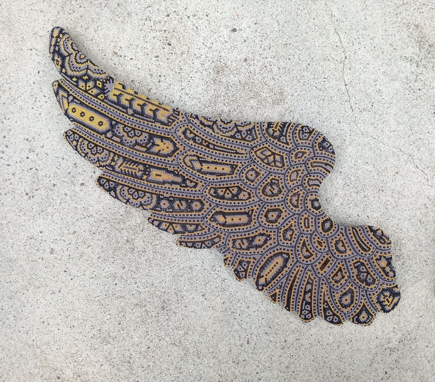 Mexican Huichol Hand Beaded Art, Pair of Wings By Isandro Villa Lopez PP8180
