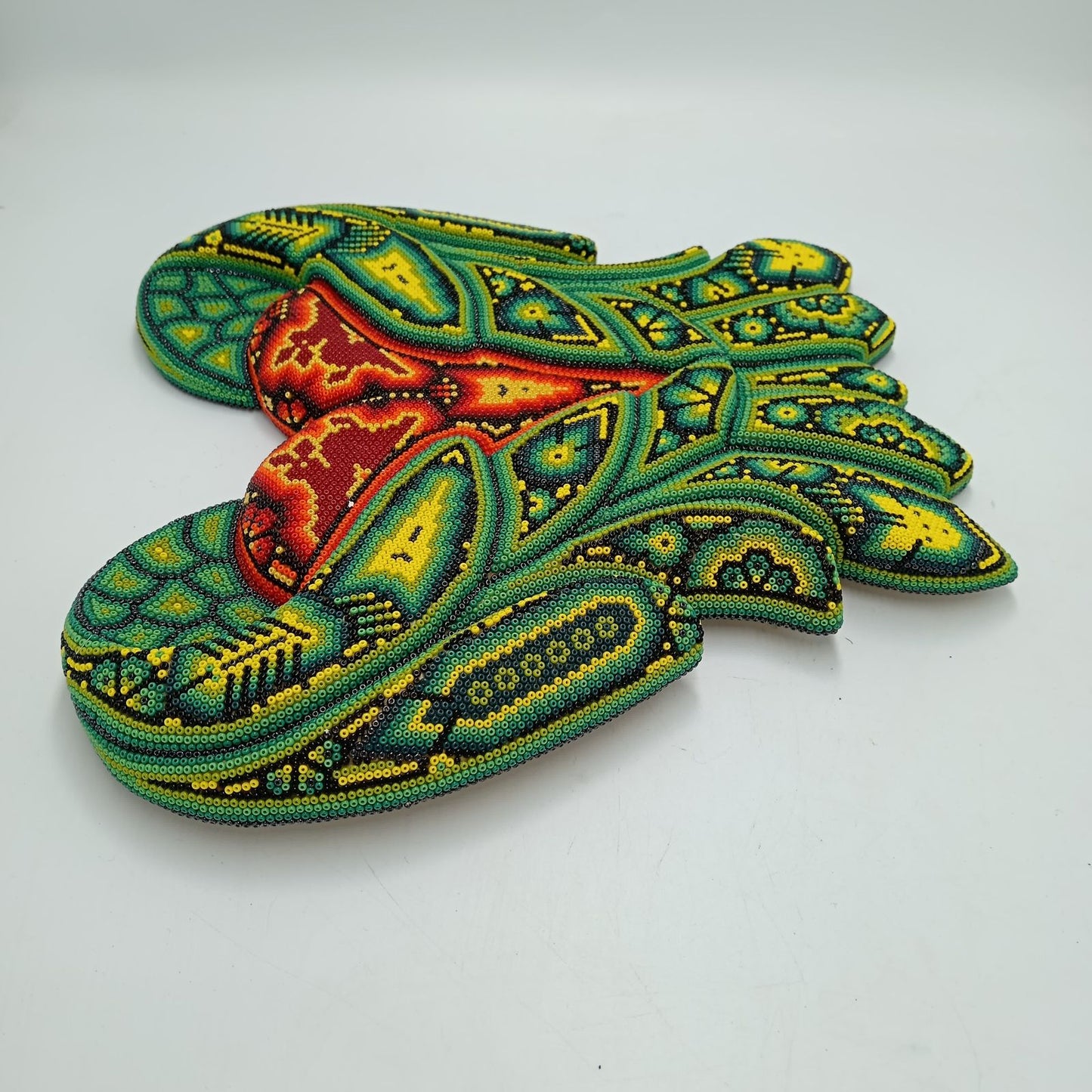 Mexican Huichol Hand Beaded Art, Heart with Wings By Isandro Villa Lopez PP8187