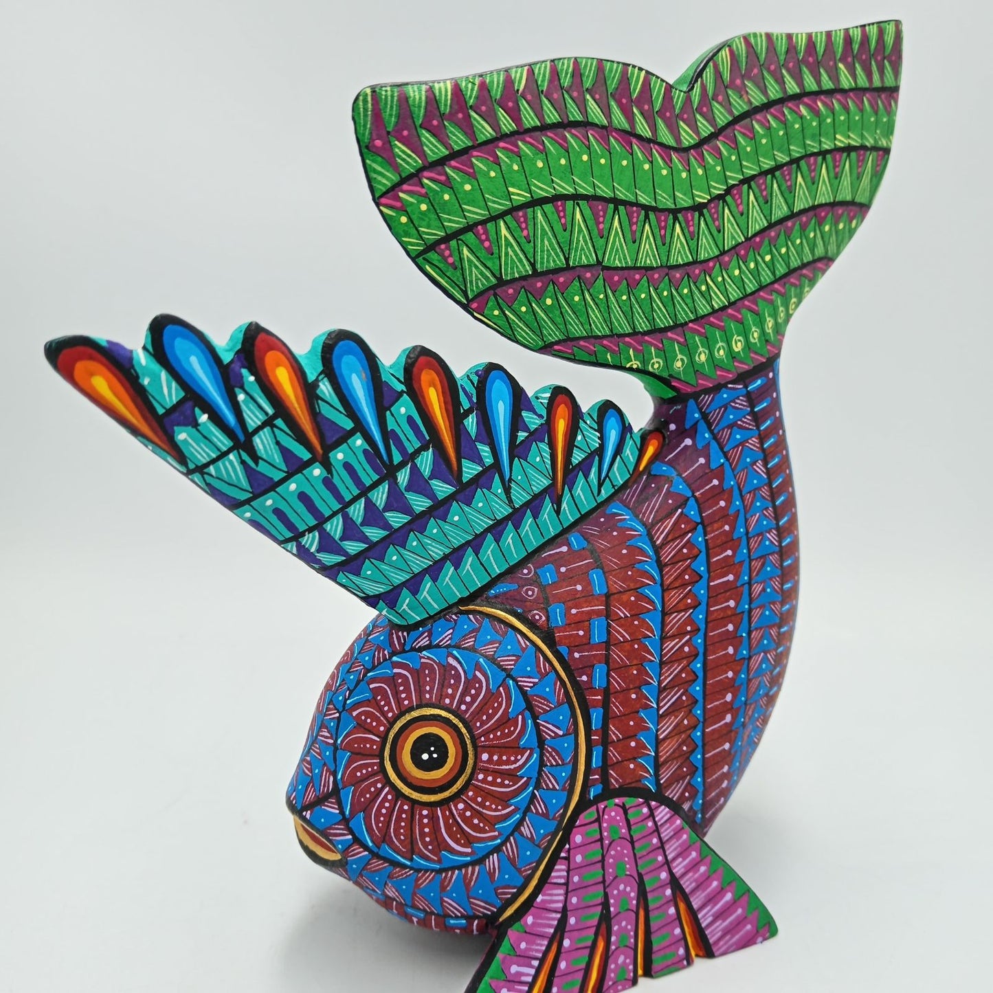 Mexican Oaxacan Wood Carving Fish By Ivan Fuentes PP8194
