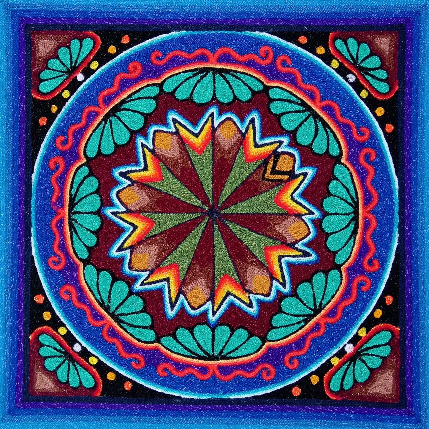 Huichol Mexican Folk Art Yarn Painting by Neikame PP8197