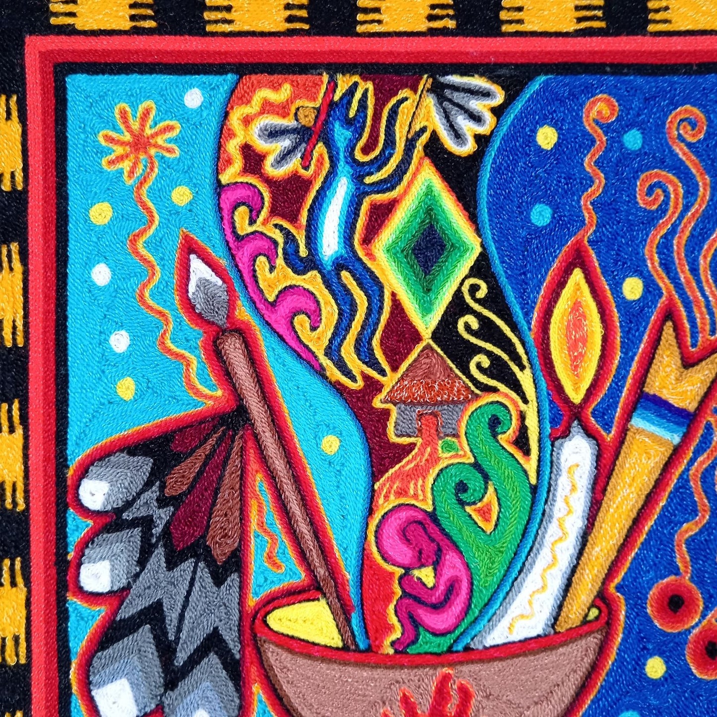 Huichol Mexican Folk Art Yarn Painting by Neikame PP8199