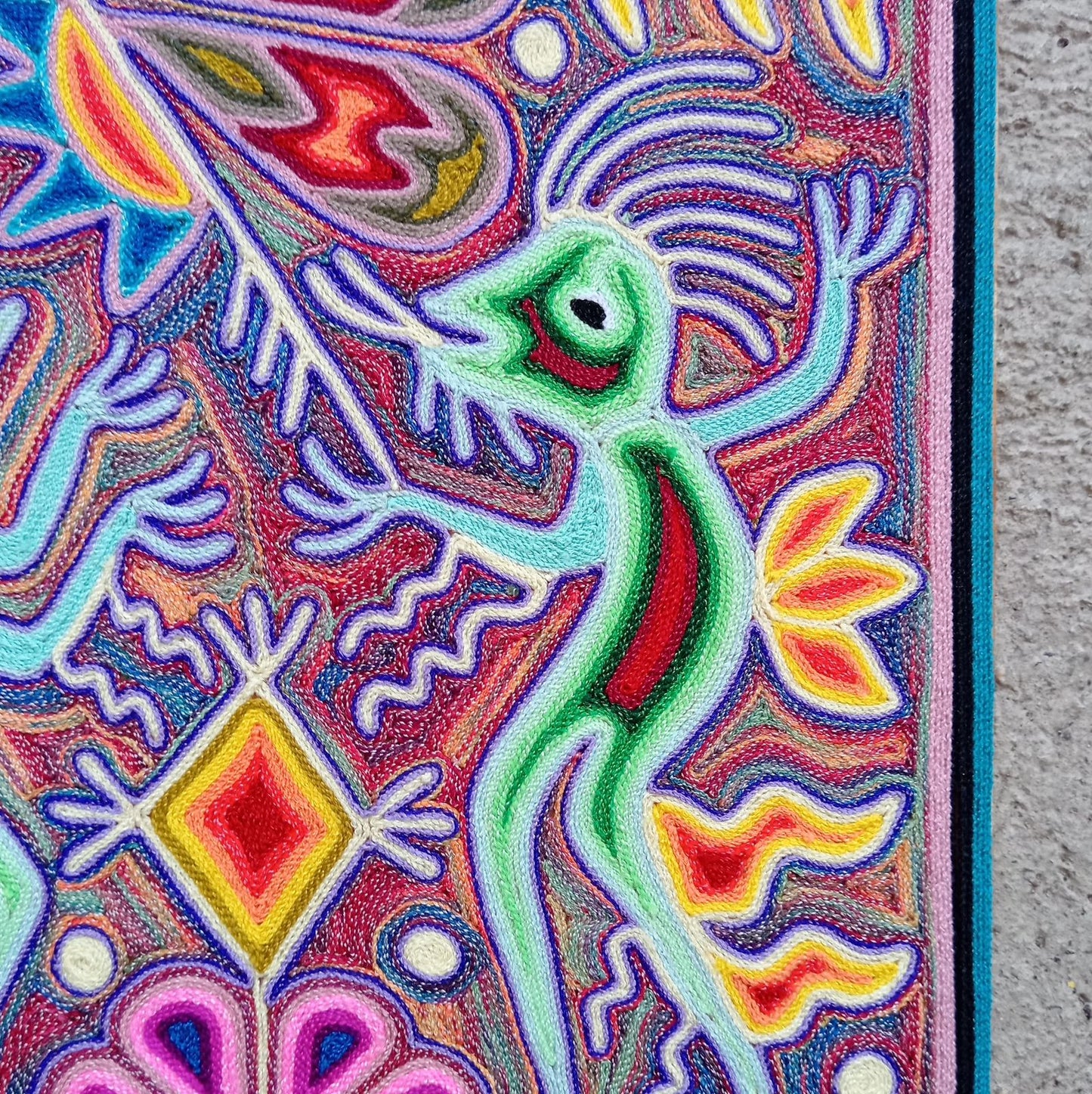 Huichol Yarn Painting Mexican Folk Art by Hilaria Chavez Carrillo PP8208