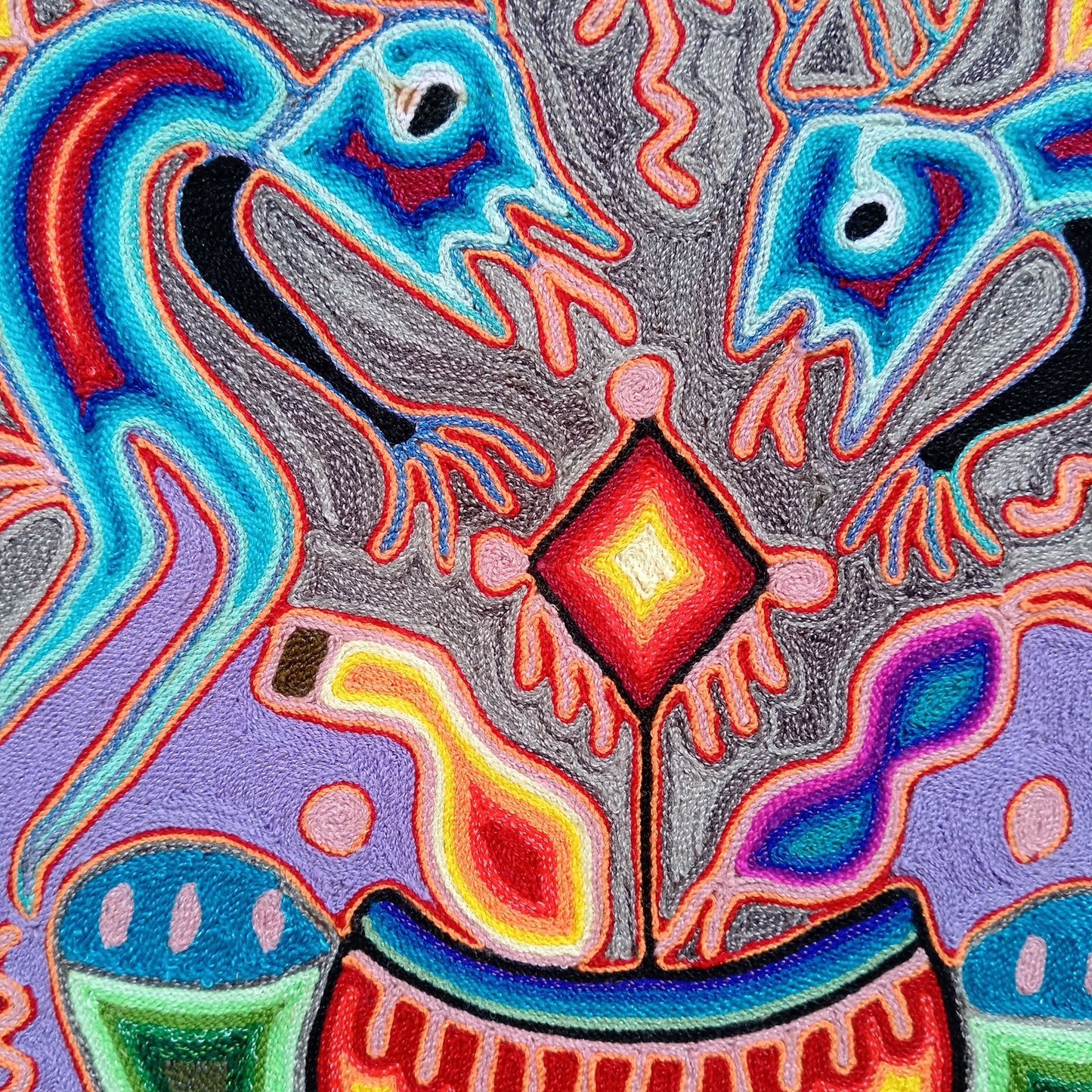 Huichol Yarn Painting Mexican Folk Art by Hilaria Chavez Carrillo PP8209
