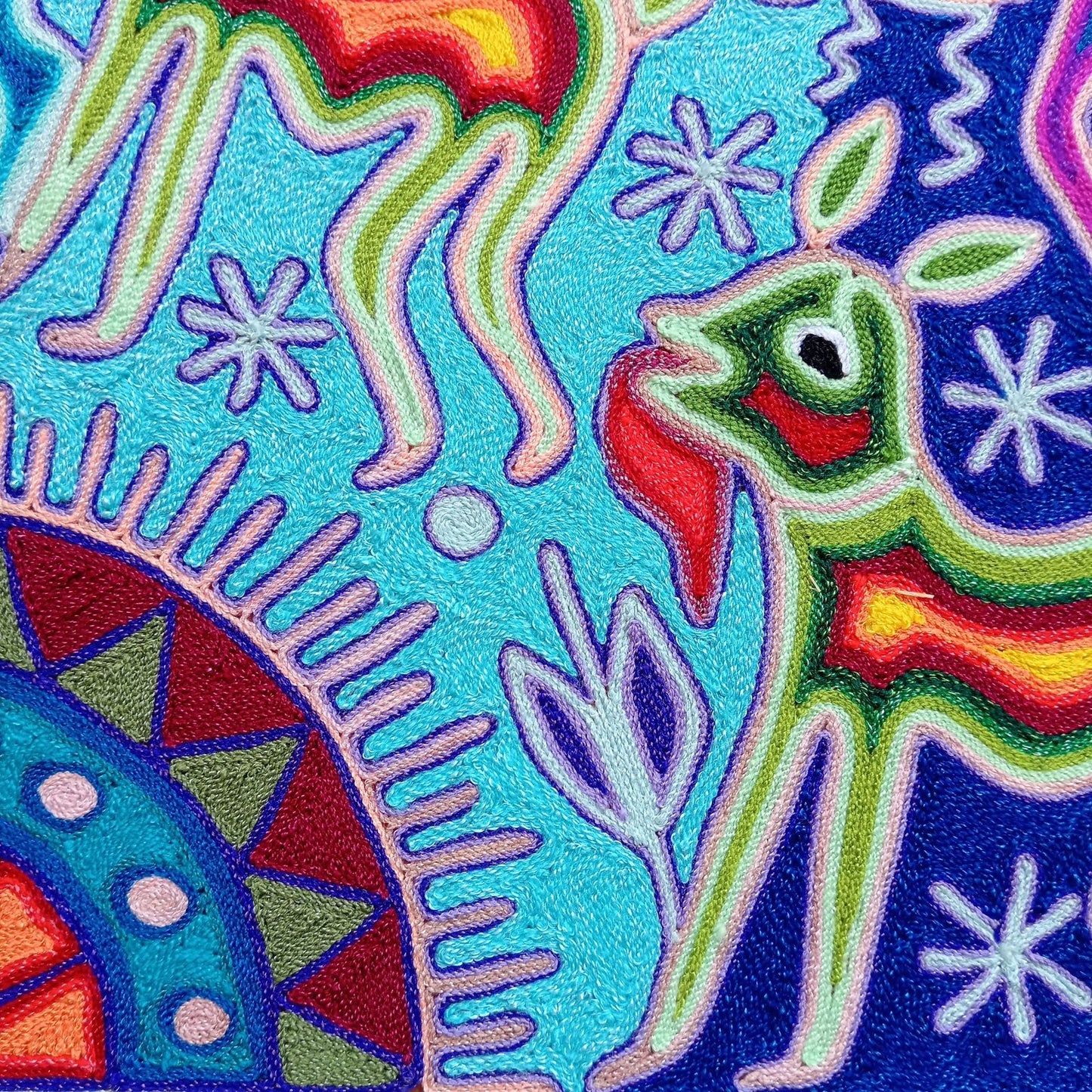 Huichol Yarn Painting Mexican Folk Art by Hilaria Chavez Carrillo PP8210