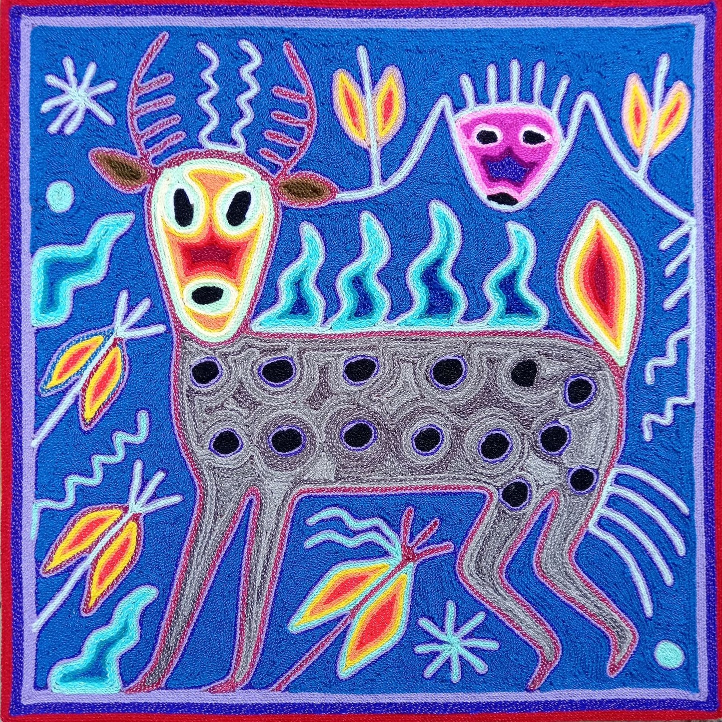 Huichol Yarn Painting Mexican Folk Art by Hilaria Chavez Carrillo PP8212