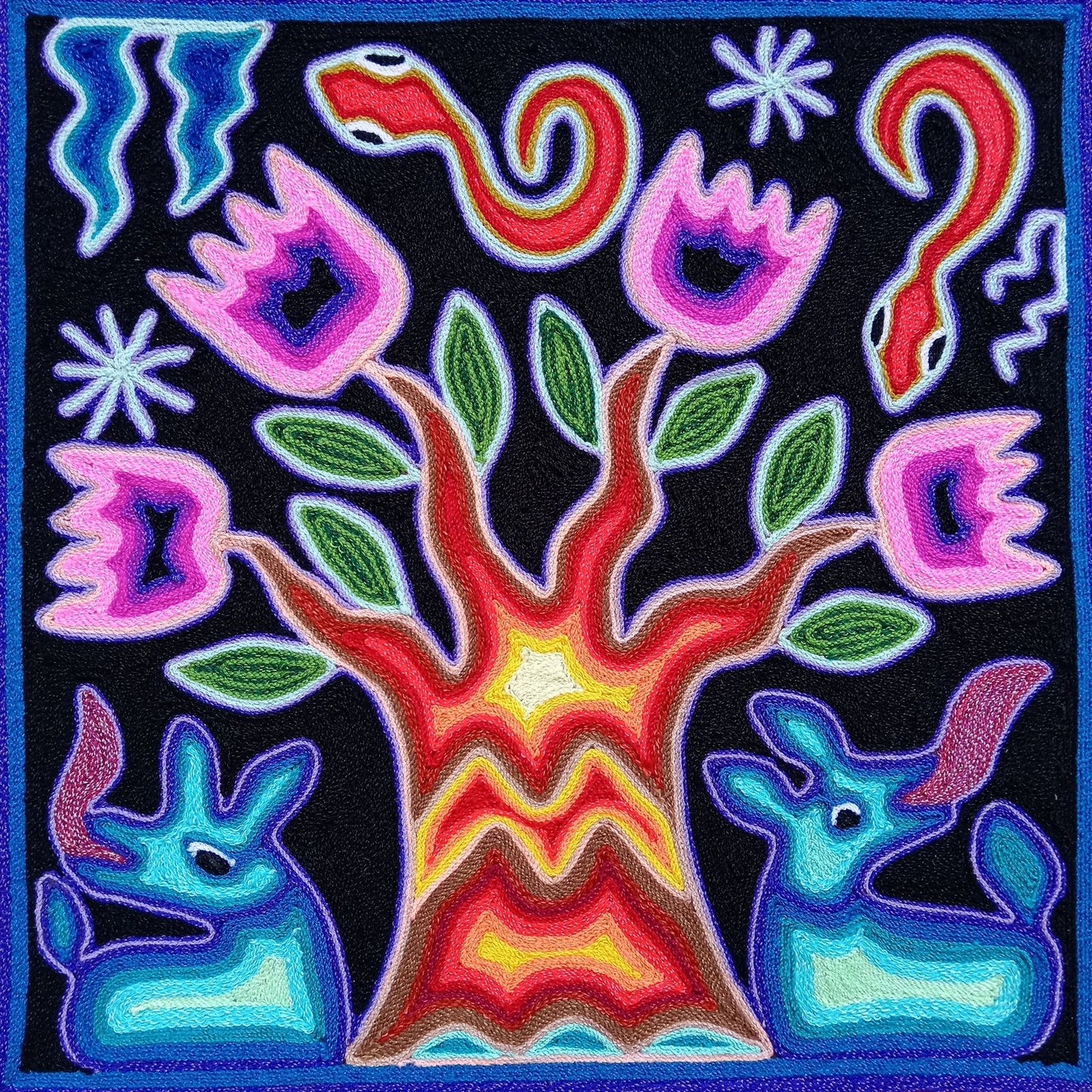 Huichol Yarn Painting Mexican Folk Art by Hilaria Chavez Carrillo PP8213