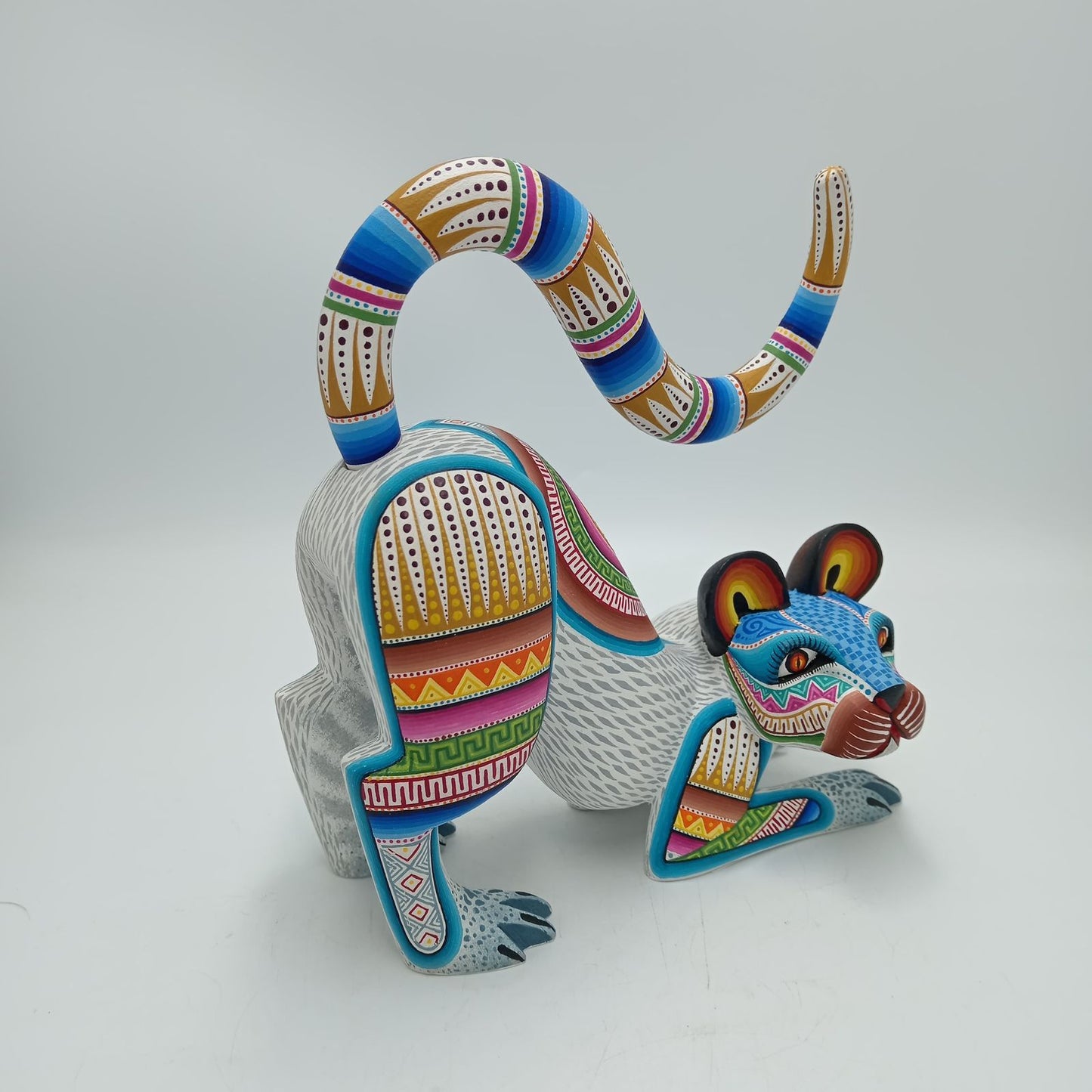 Mexican Oaxacan Wood Carving Cat By Julia Fuentes PP8217
