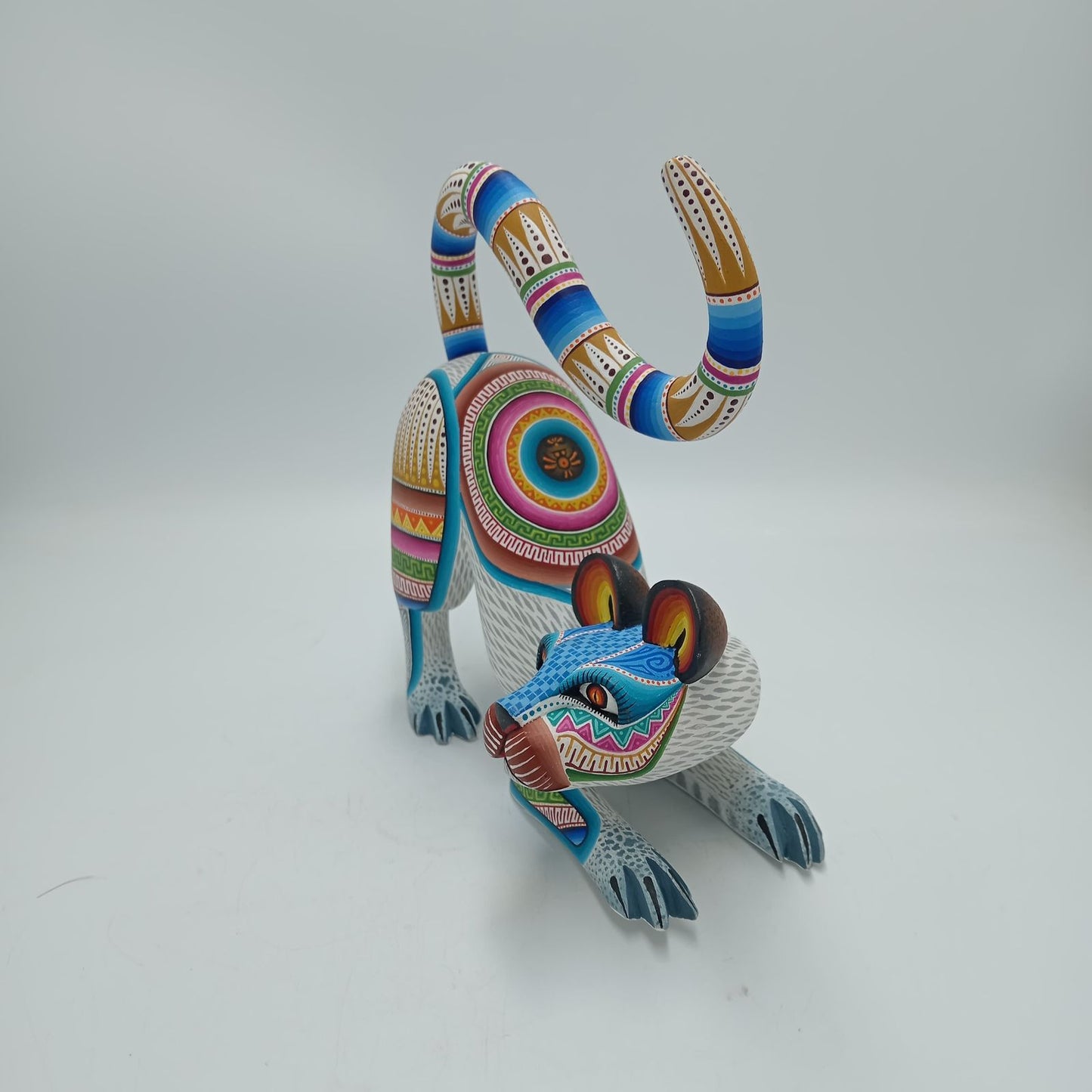 Mexican Oaxacan Wood Carving Cat By Julia Fuentes PP8217