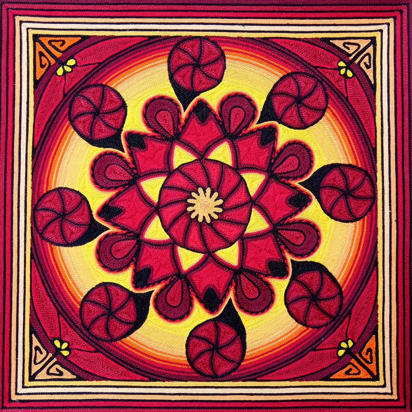 Huichol Yarn Painting Mexican Folk Art By Alfredo Meraz Reyna PP8219