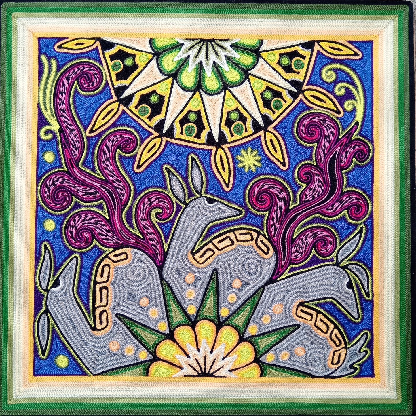 Huichol Yarn Painting Mexican Folk Art By Alfredo Meraz Reyna PP8221