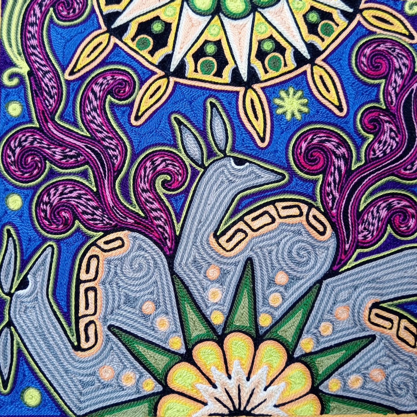 Huichol Yarn Painting Mexican Folk Art By Alfredo Meraz Reyna PP8221