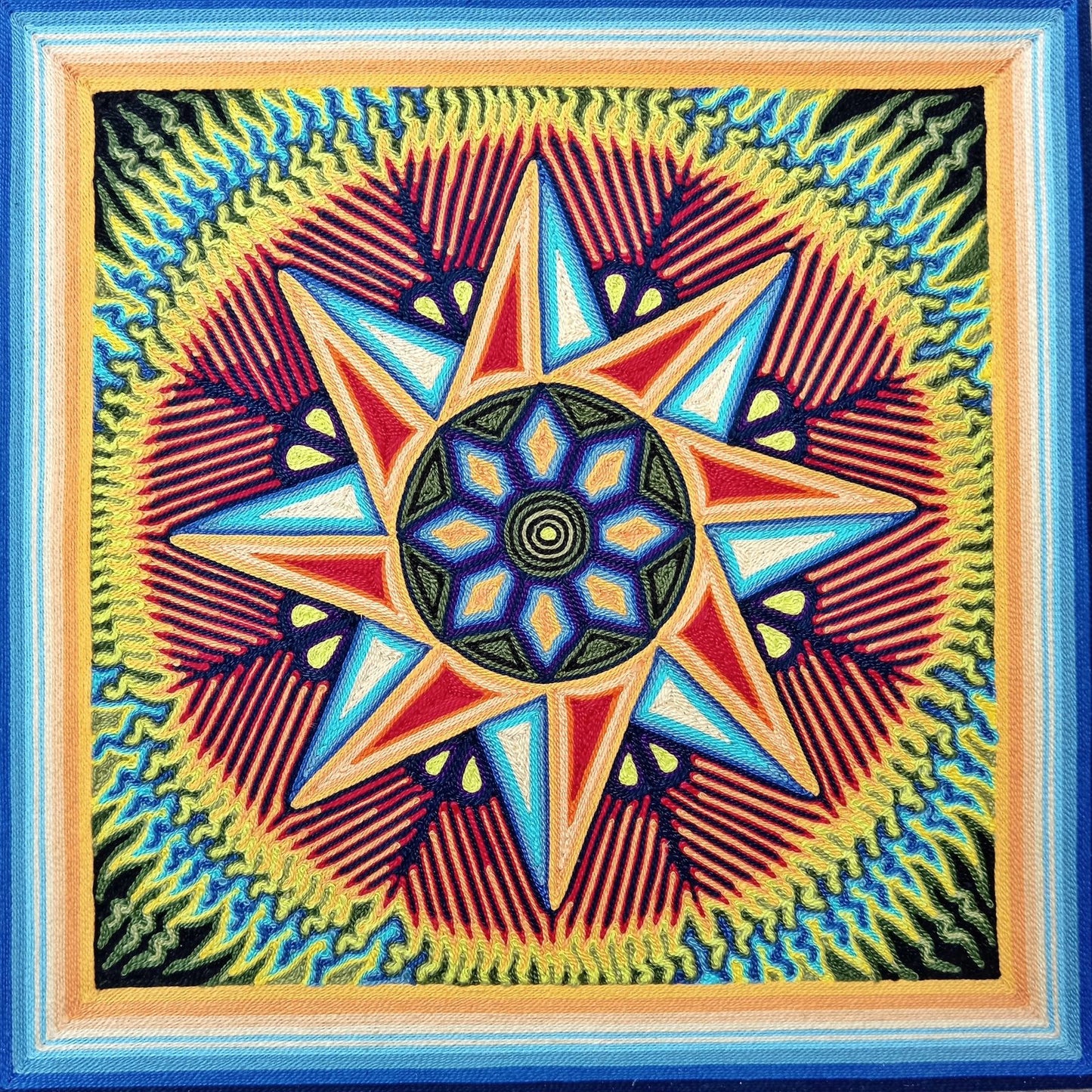 Huichol Yarn Painting Mexican Folk Art By Alfredo Meraz Reyna PP8223