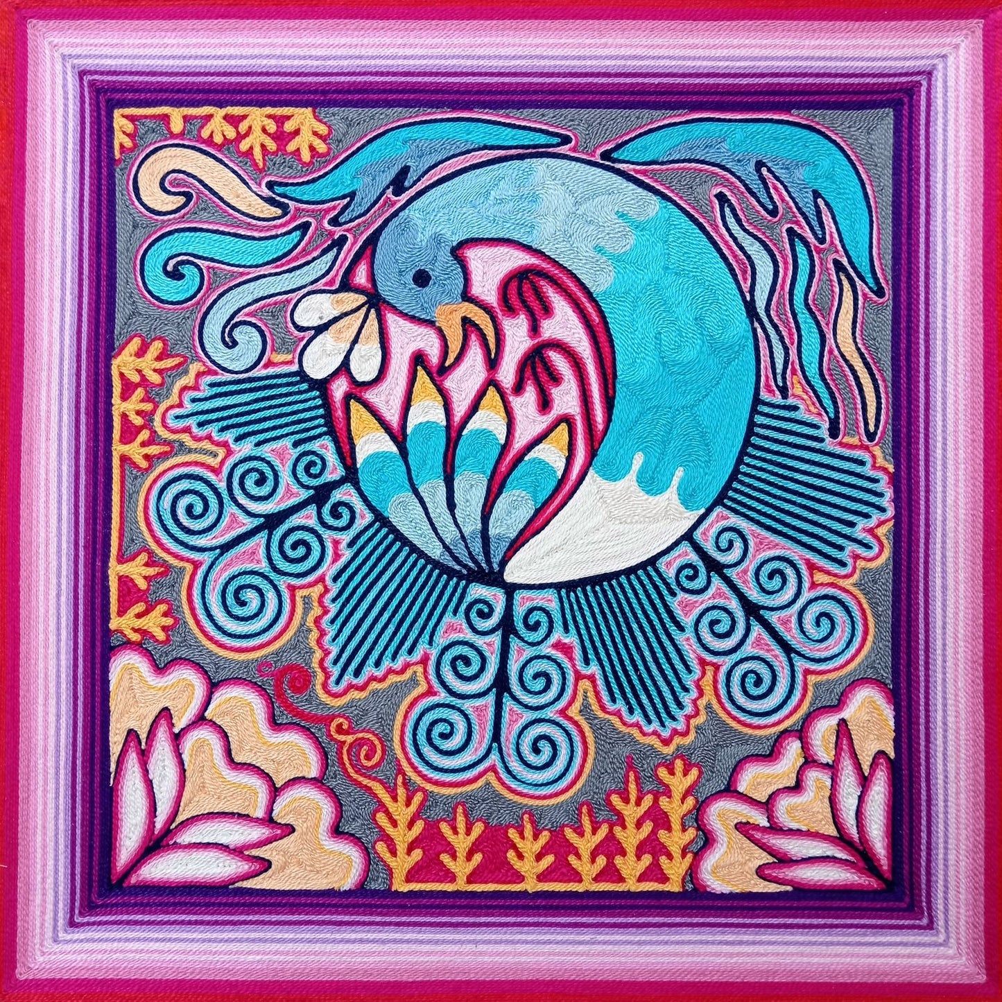 Huichol Yarn Painting Mexican Folk Art By Alfredo Meraz Reyna PP8224