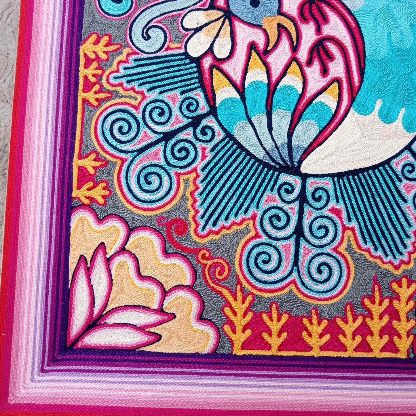 Huichol Yarn Painting Mexican Folk Art By Alfredo Meraz Reyna PP8224