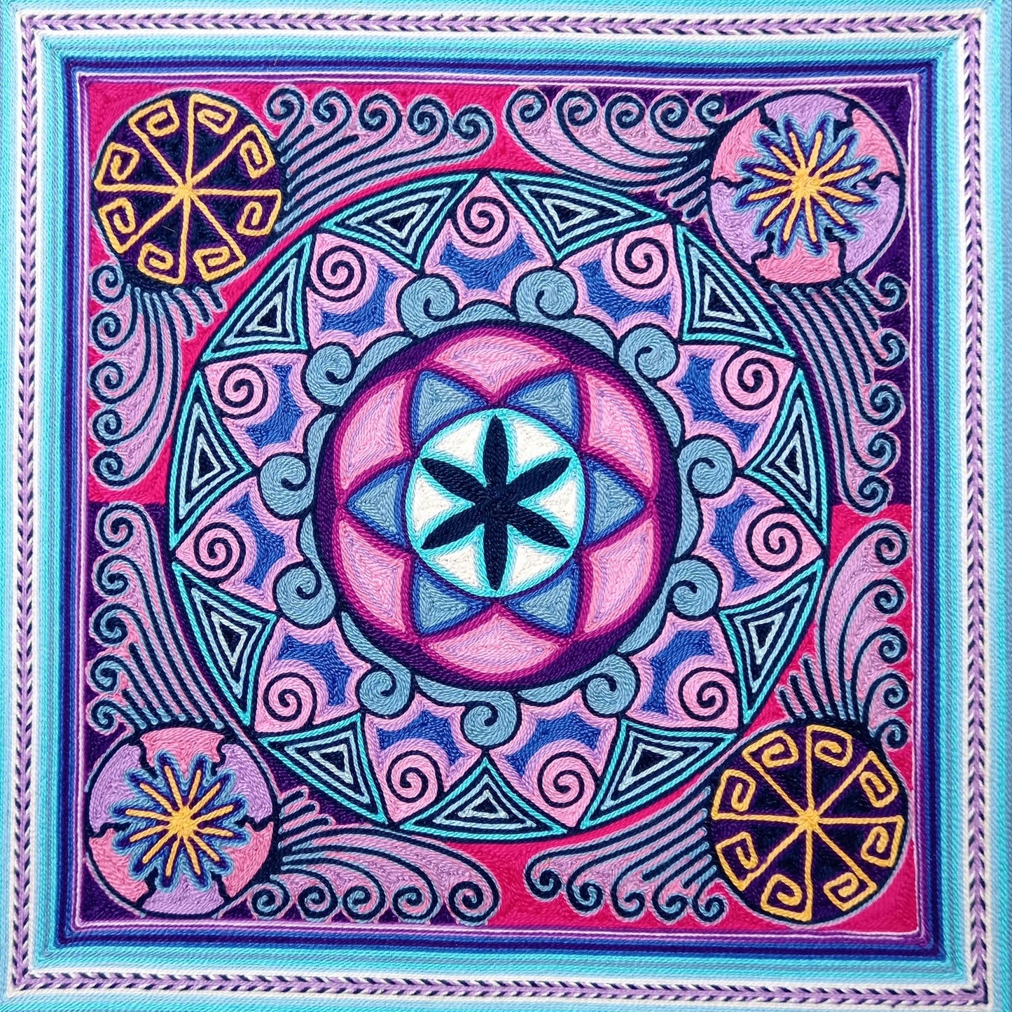 Huichol Yarn Painting Mexican Folk Art By Alfredo Meraz Reyna PP8225