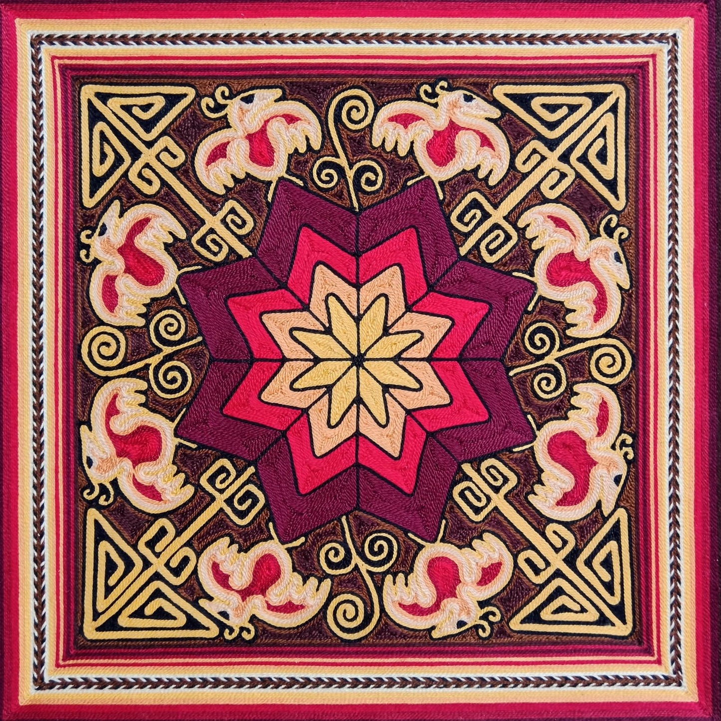 Huichol Yarn Painting Mexican Folk Art By Alfredo Meraz Reyna PP8227