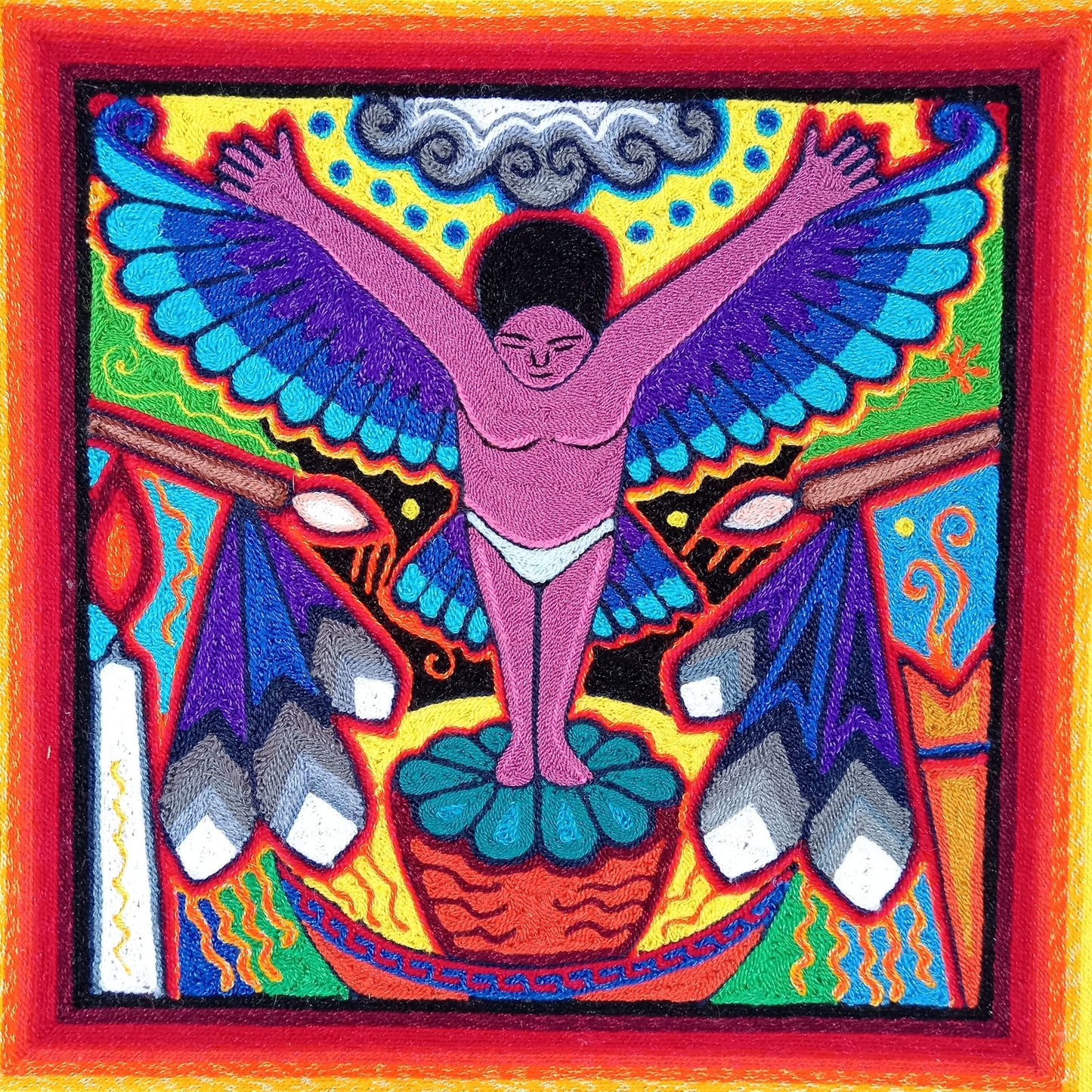Huichol Mexican Folk Art Yarn Painting by Neikame PP8200