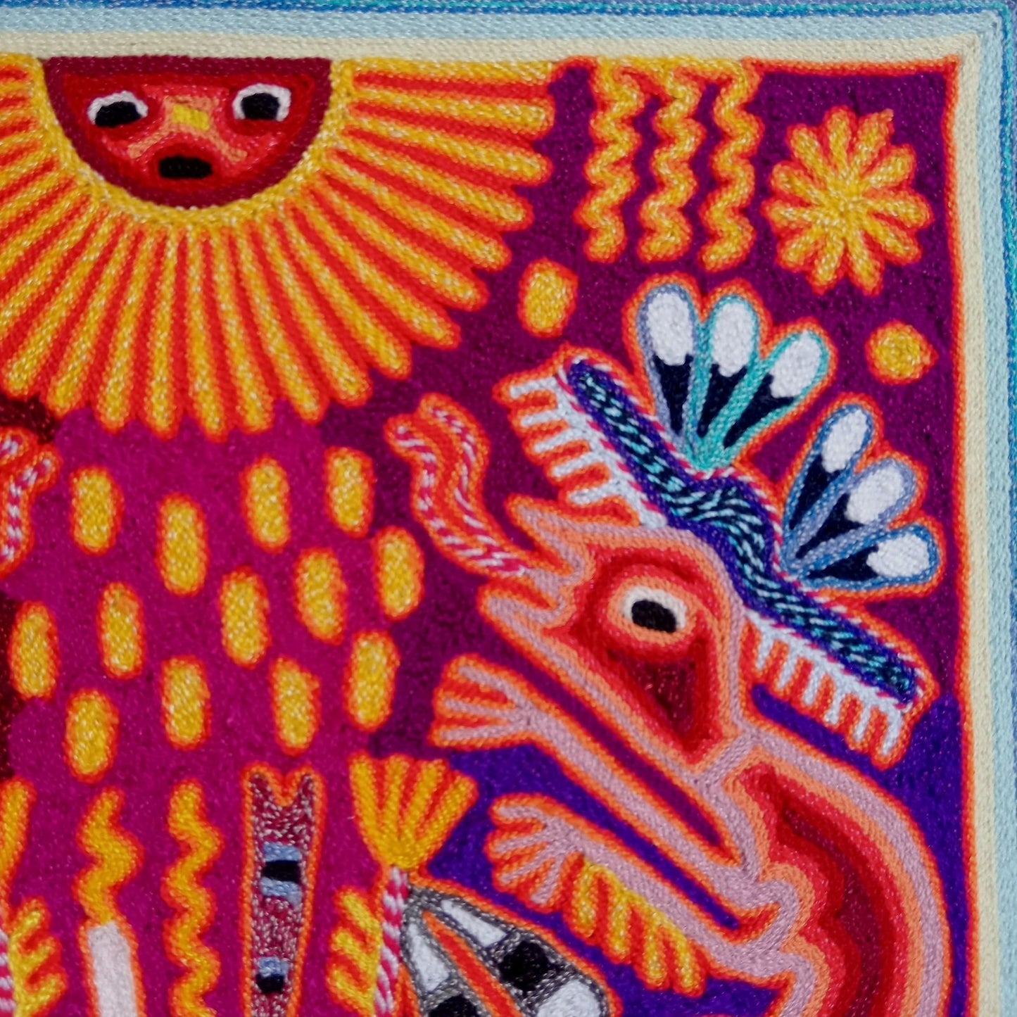Huichol Mexican Folk Art Yarn Painting By Maximino Renteria PP8235