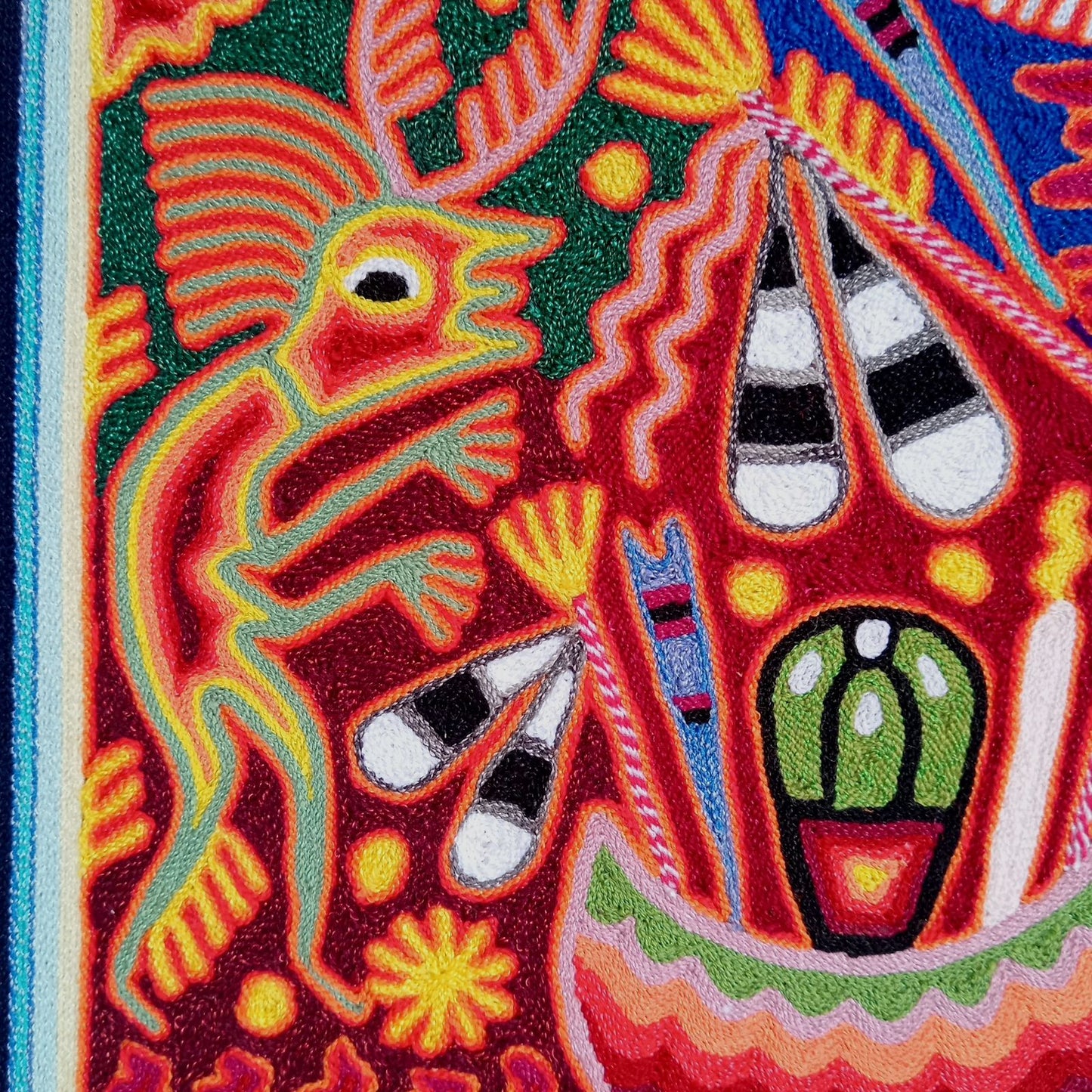 Huichol Mexican Folk Art Yarn Painting By Maximino Renteria PP8238