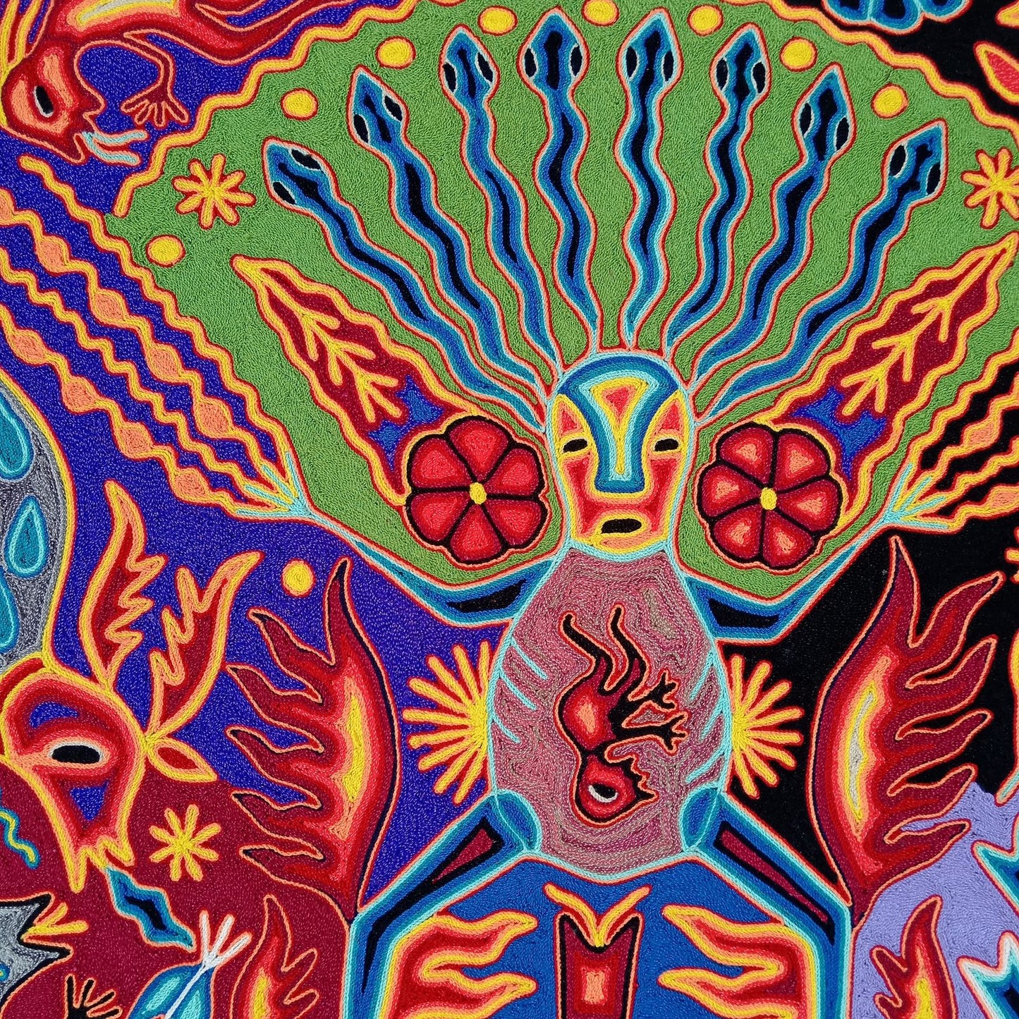 Huichol Yarn Painting Mexican Folk Art By Luciana Benitez PP8253