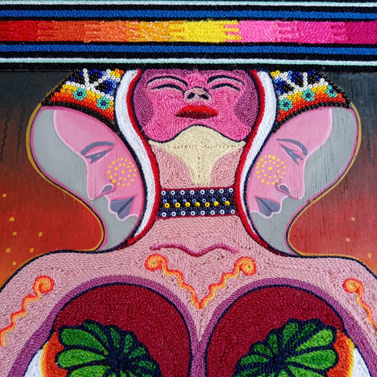 Huichol Mexican Folk Art Yarn Painting by Neikame PP8273