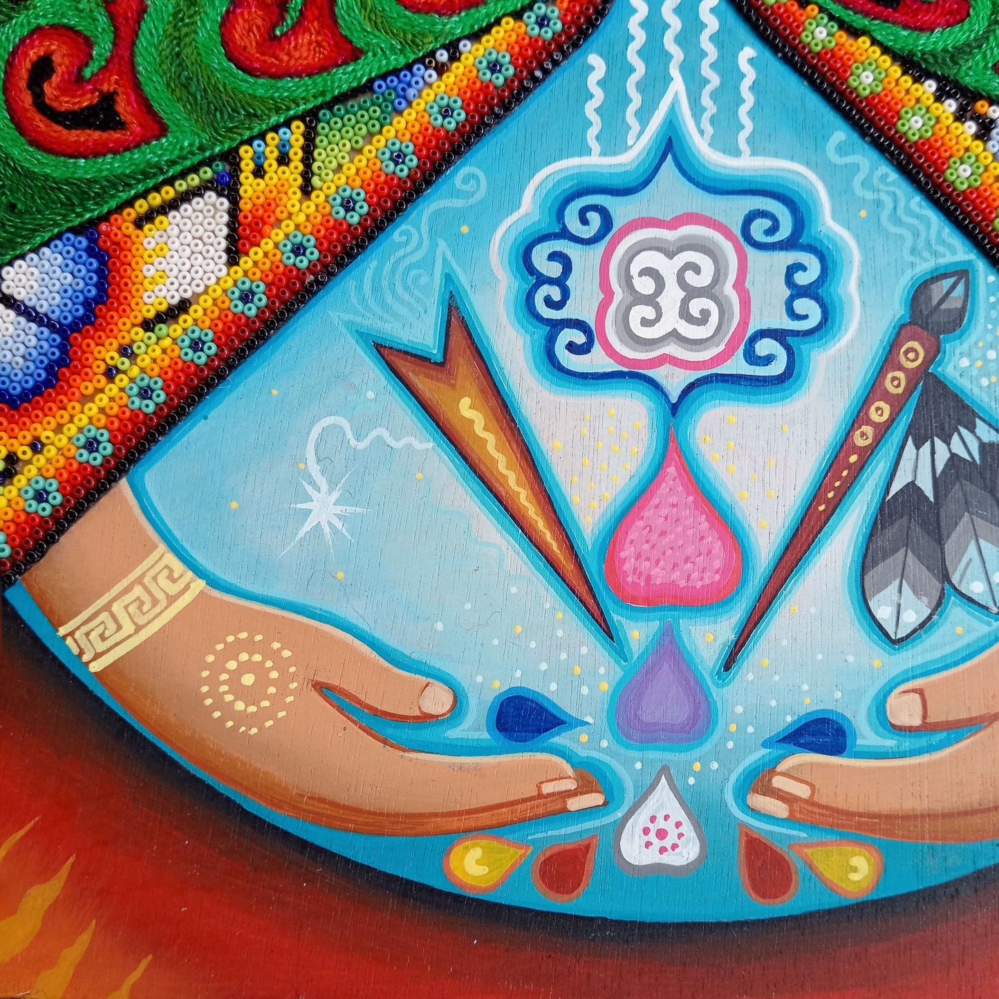 Huichol Mexican Folk Art Yarn Painting by Neikame PP8274