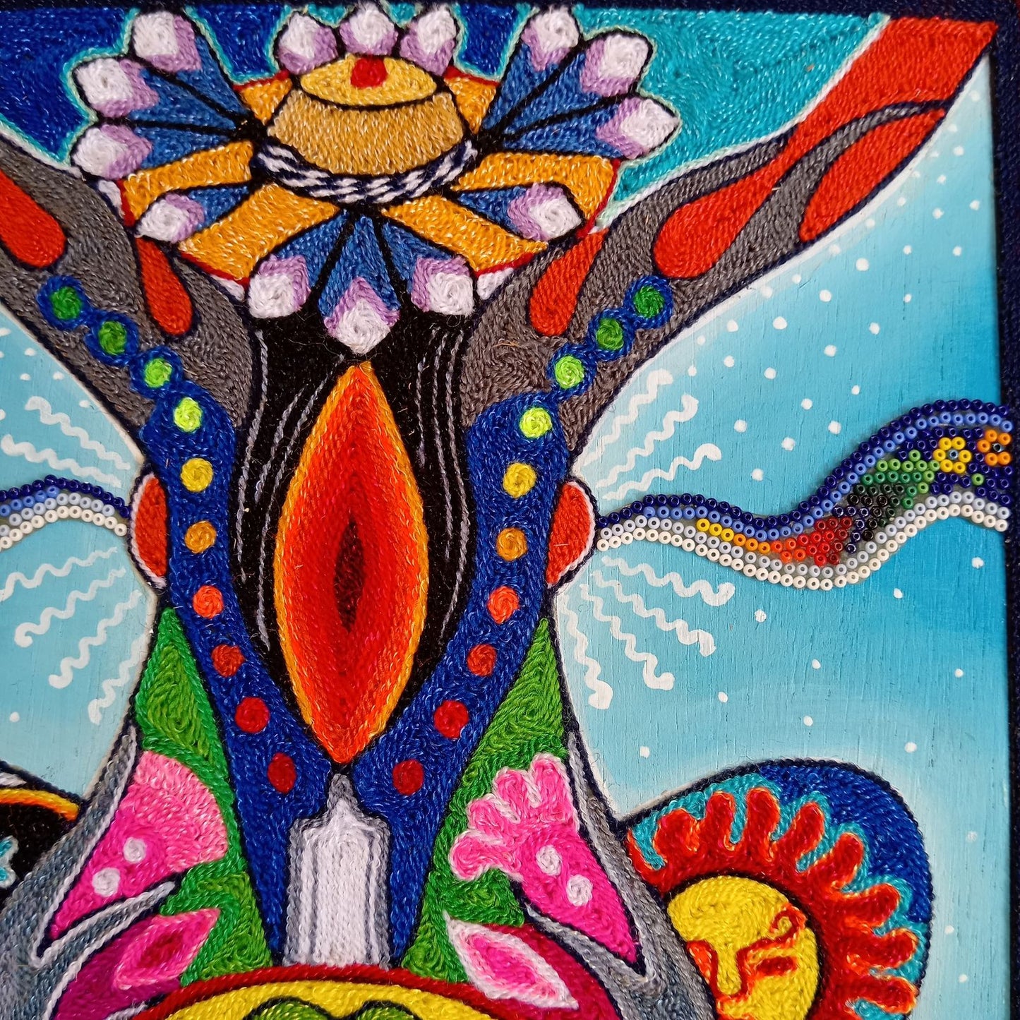 Huichol Mexican Folk Art Yarn Painting by Neikame PP8276