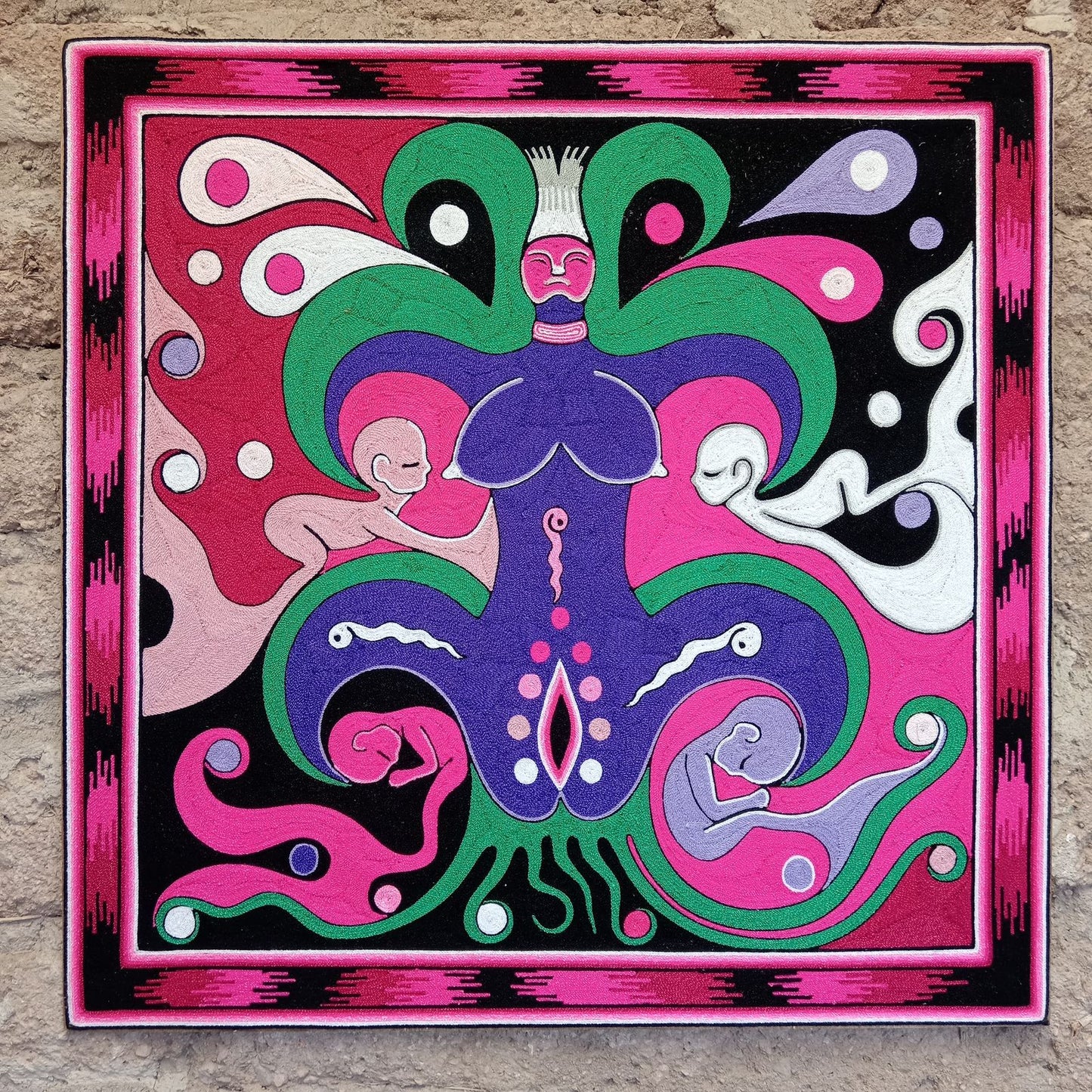 Huichol Mexican Folk Art Yarn Painting by Neikame PP8278
