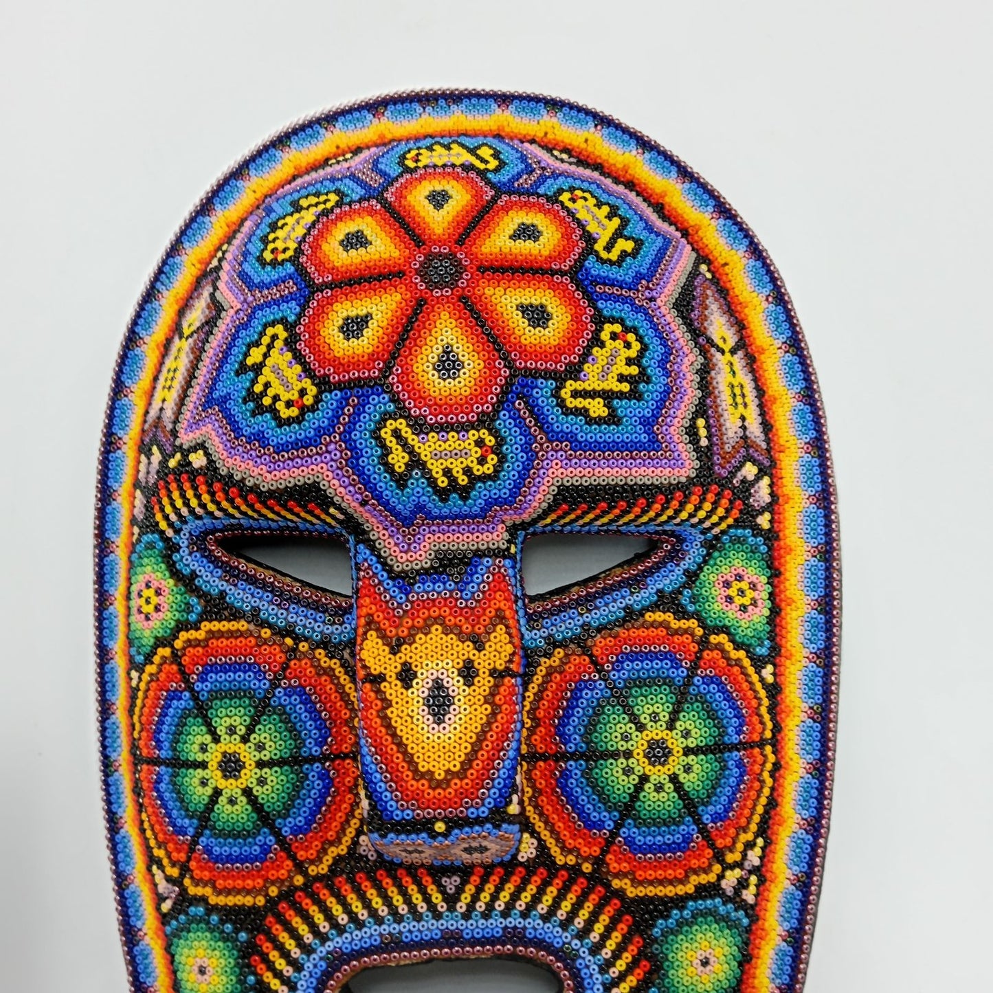 Mexican Huichol Hand Beaded Mask By Octaviano Villa Lopez PP8279
